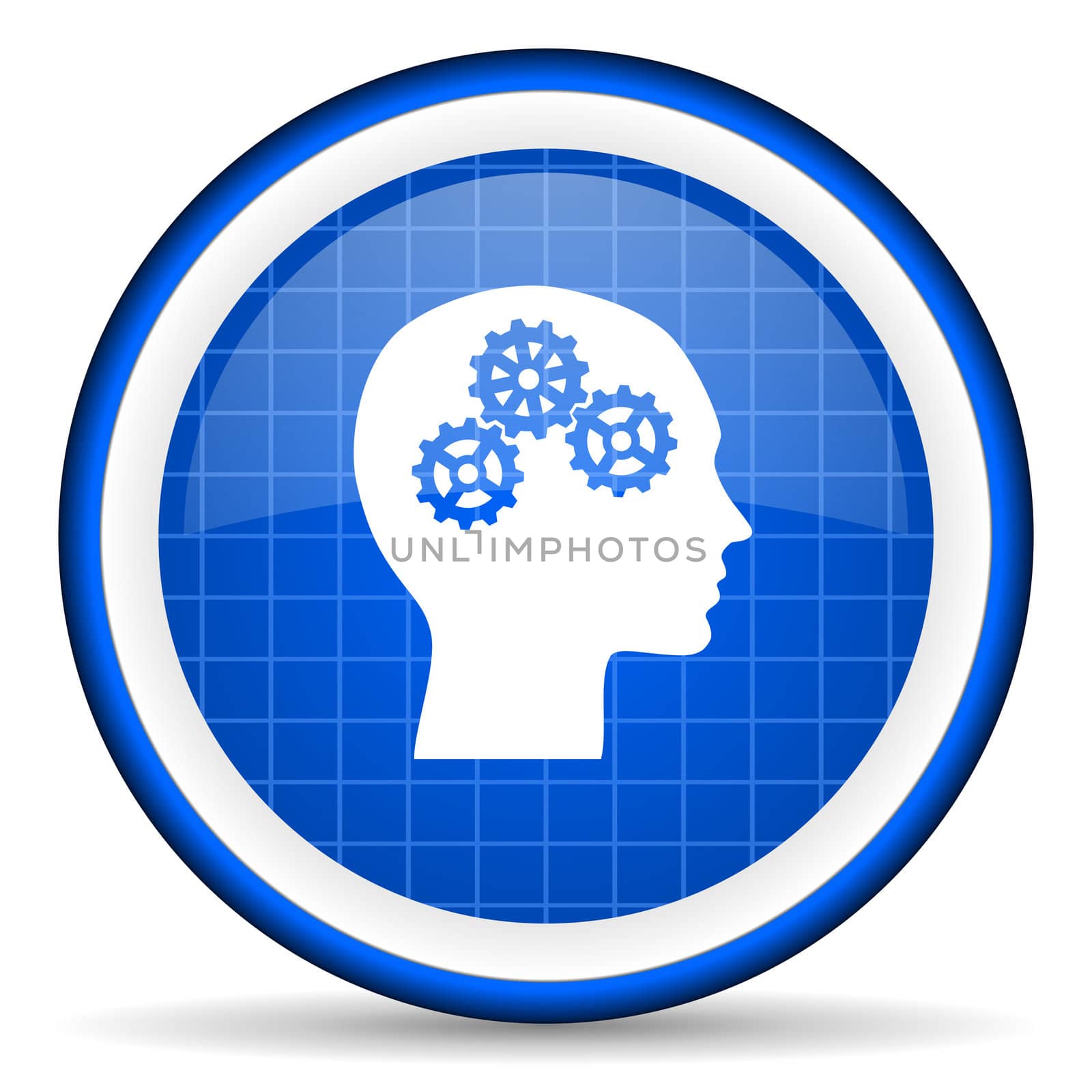 head blue glossy icon on white background