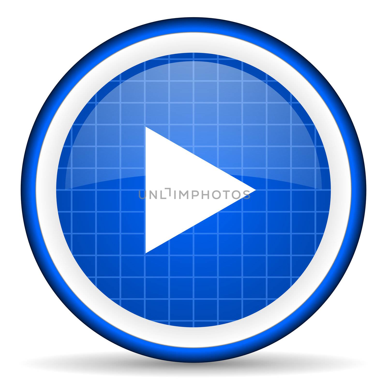 play blue glossy icon on white background