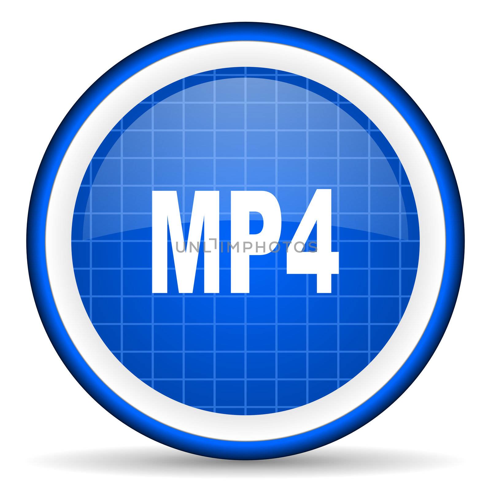 mp4 blue glossy icon on white background