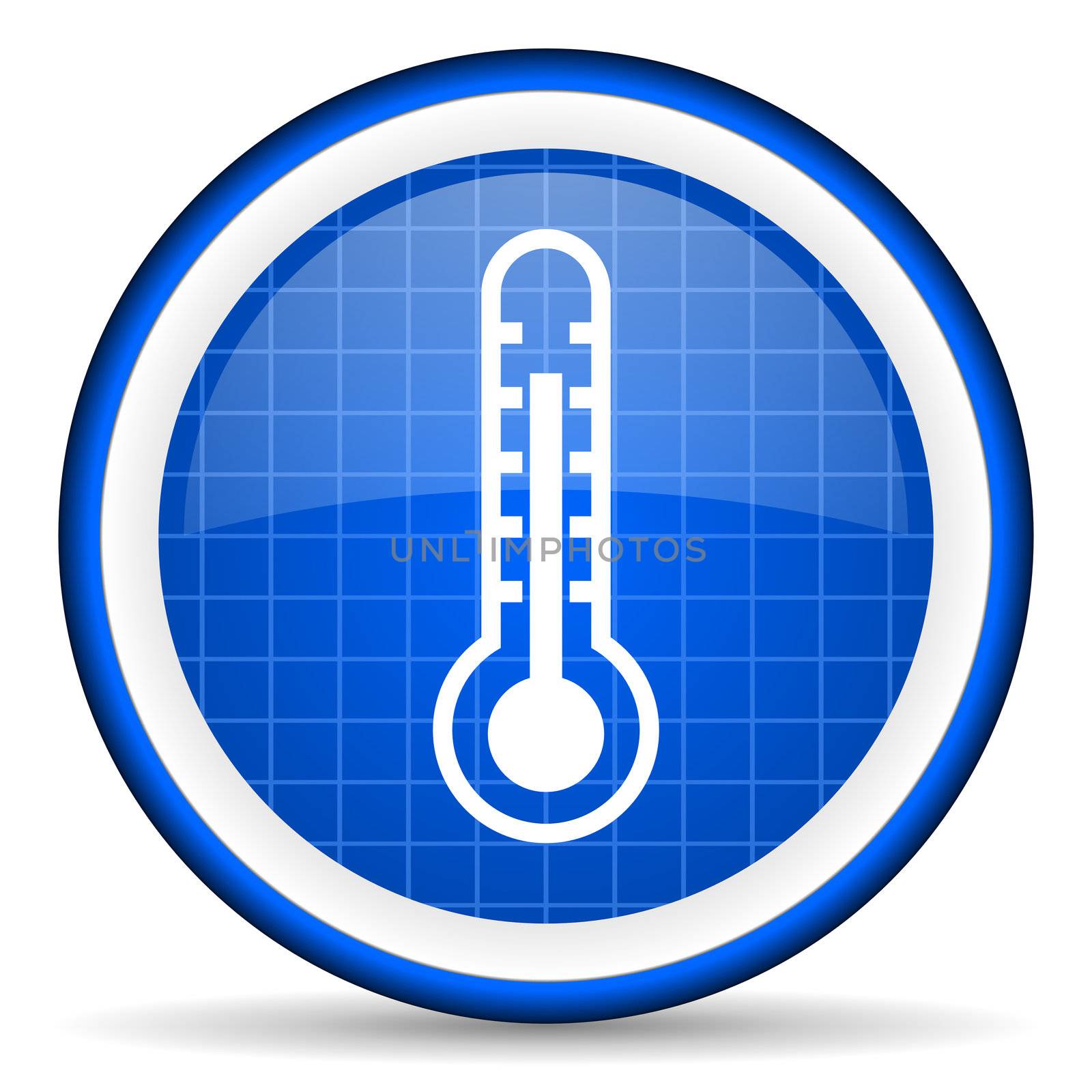 thermometer blue glossy icon on white background