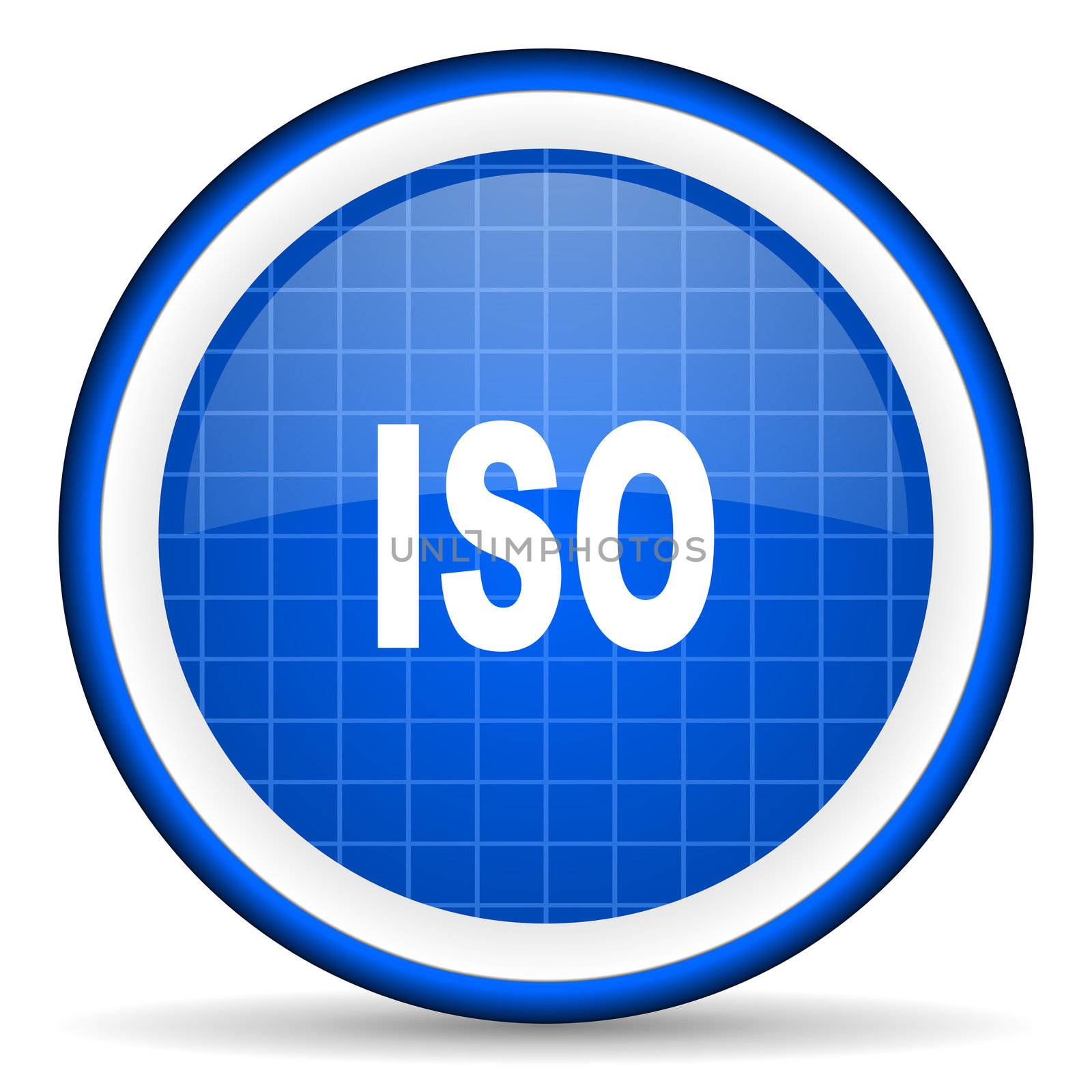 iso blue glossy icon on white background