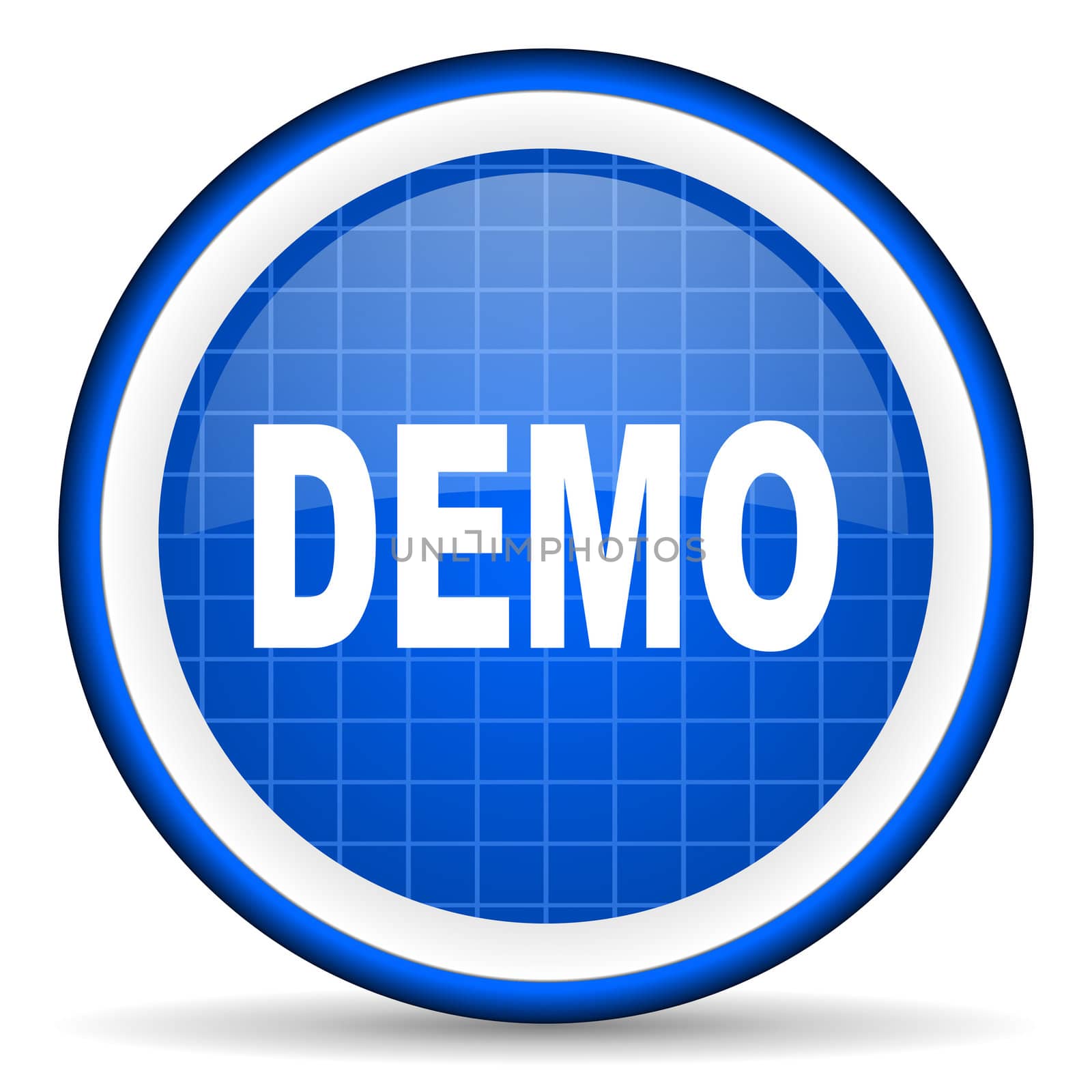 demo blue glossy icon on white background