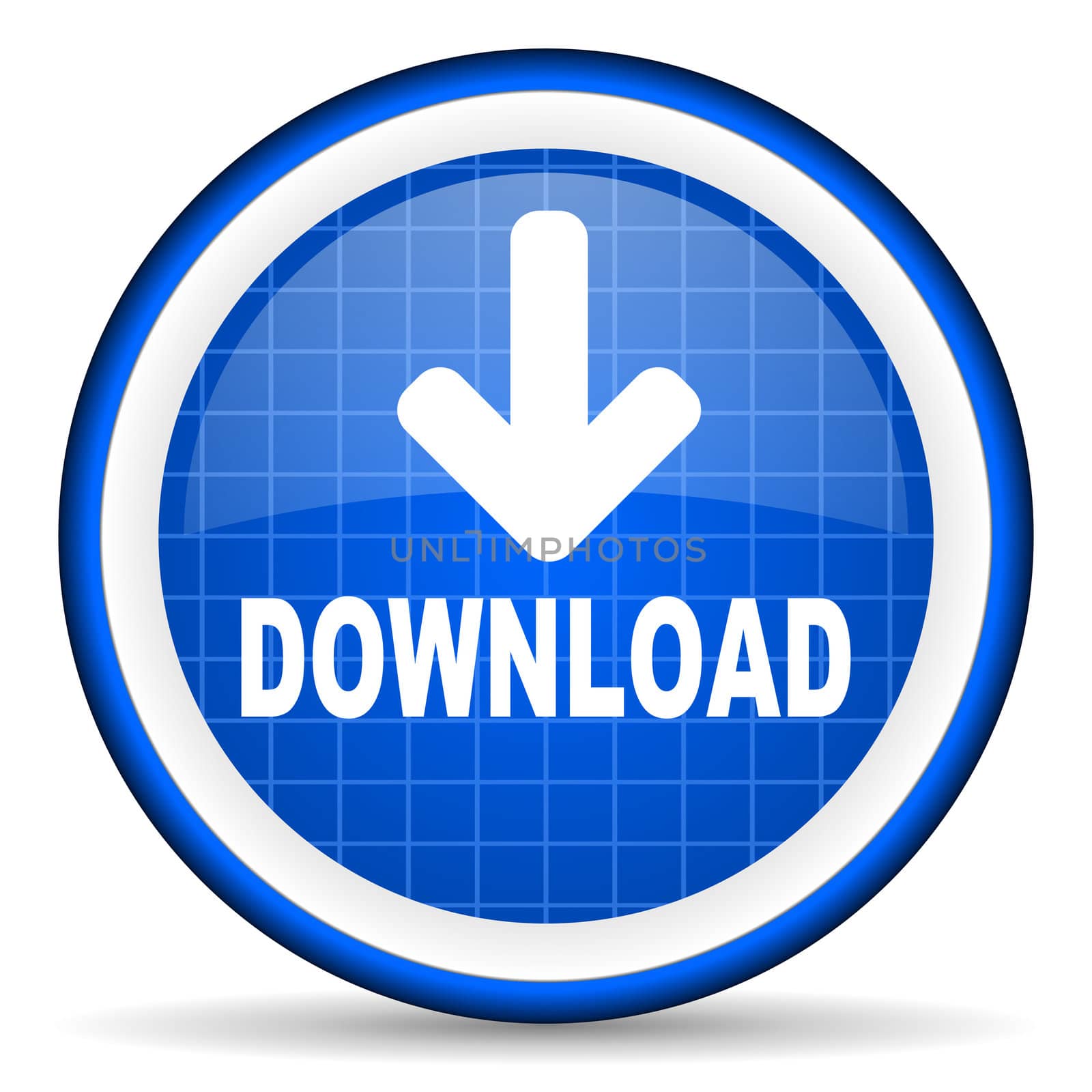 download blue glossy icon on white background