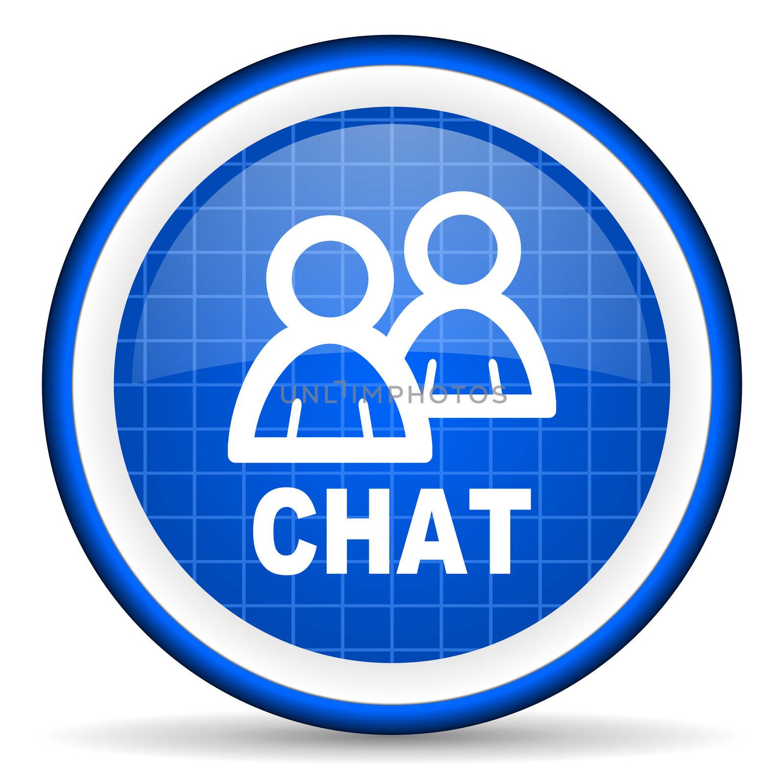 chat blue glossy icon on white background