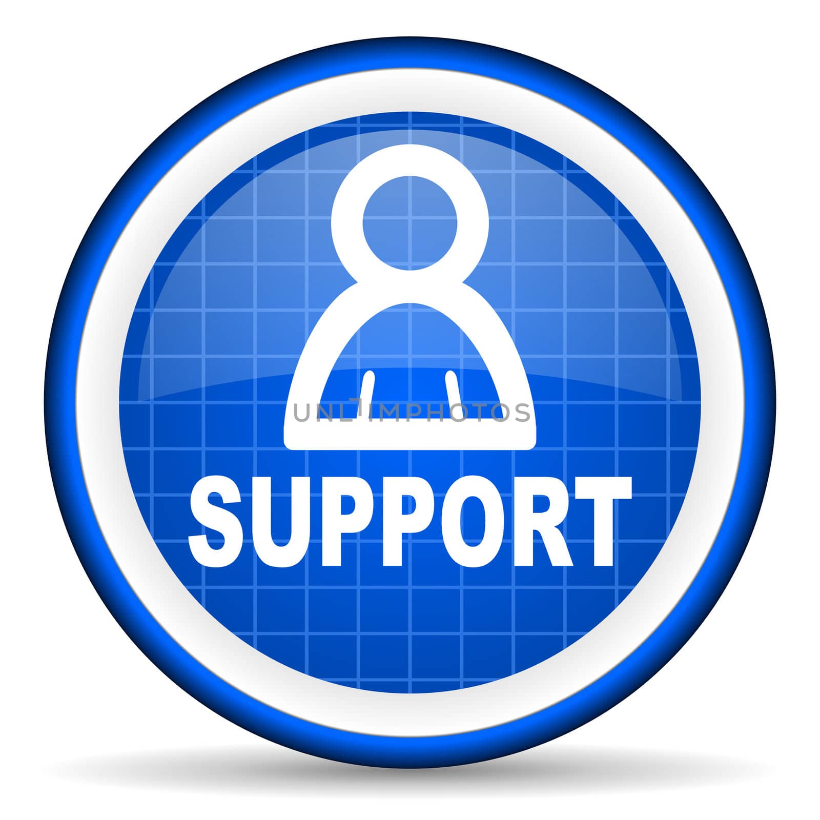support blue glossy icon on white background
