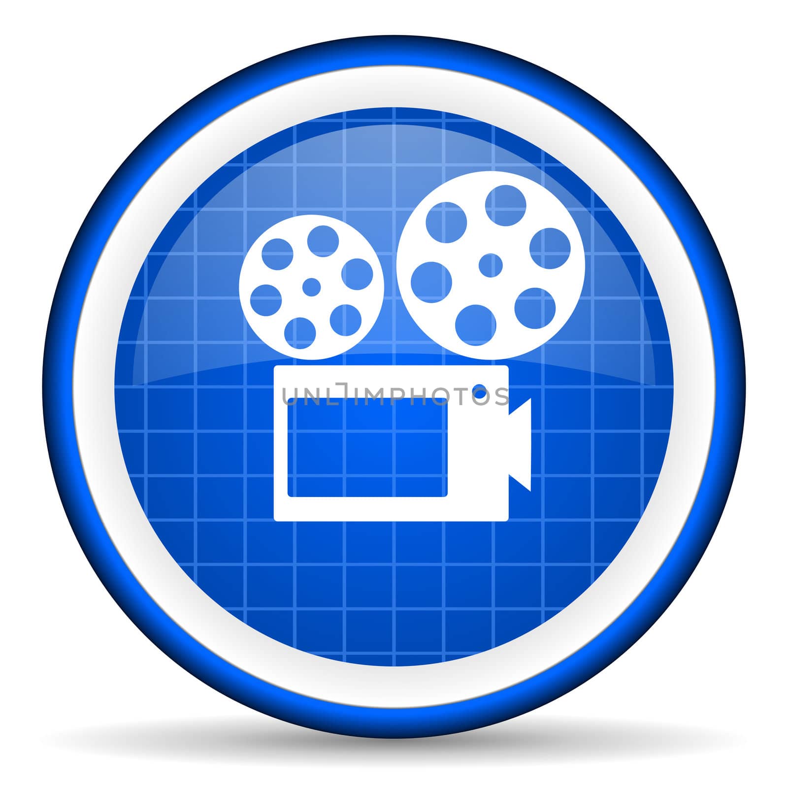 cinema blue glossy icon on white background