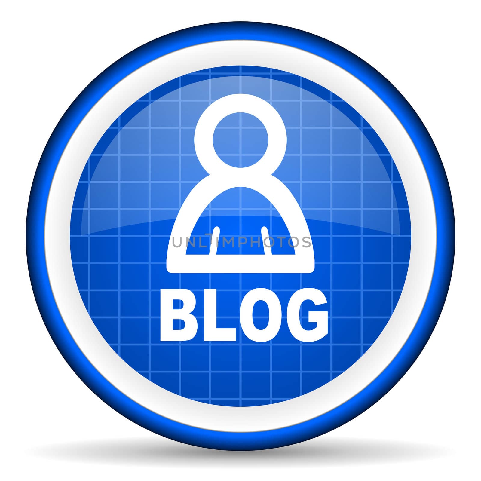 blog blue glossy icon on white background