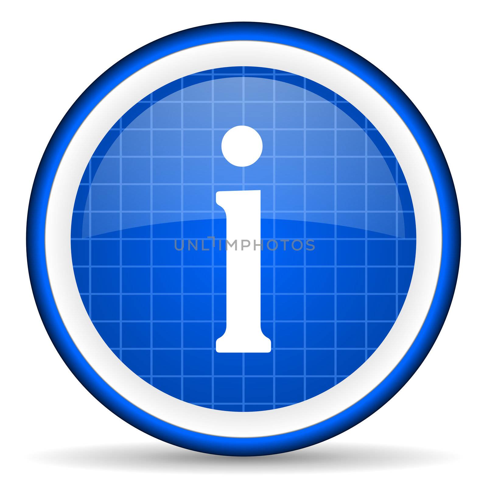 information blue glossy icon on white background