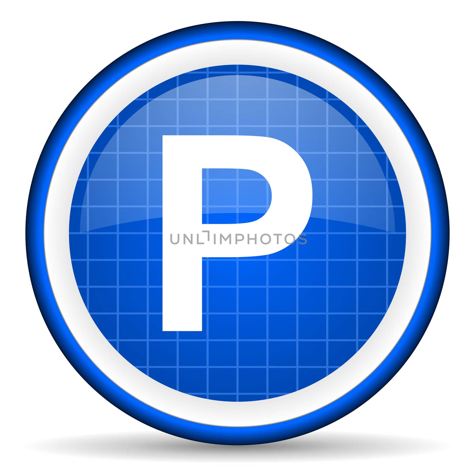 park blue glossy icon on white background