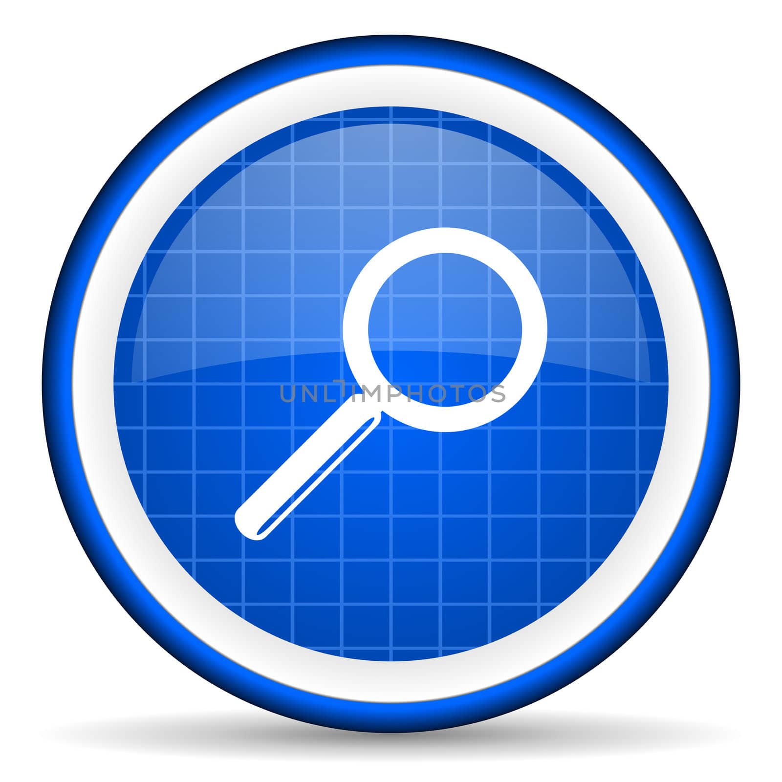 search blue glossy icon on white background