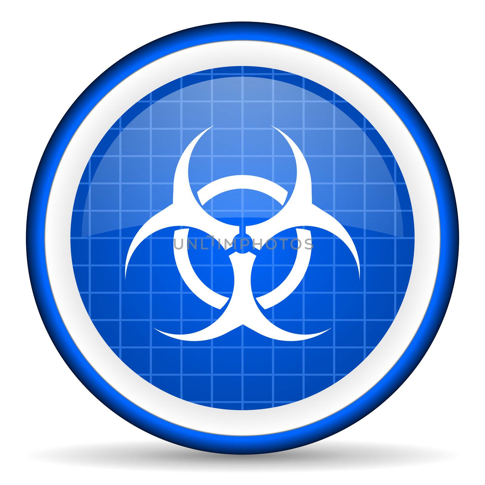 virus blue glossy icon on white background