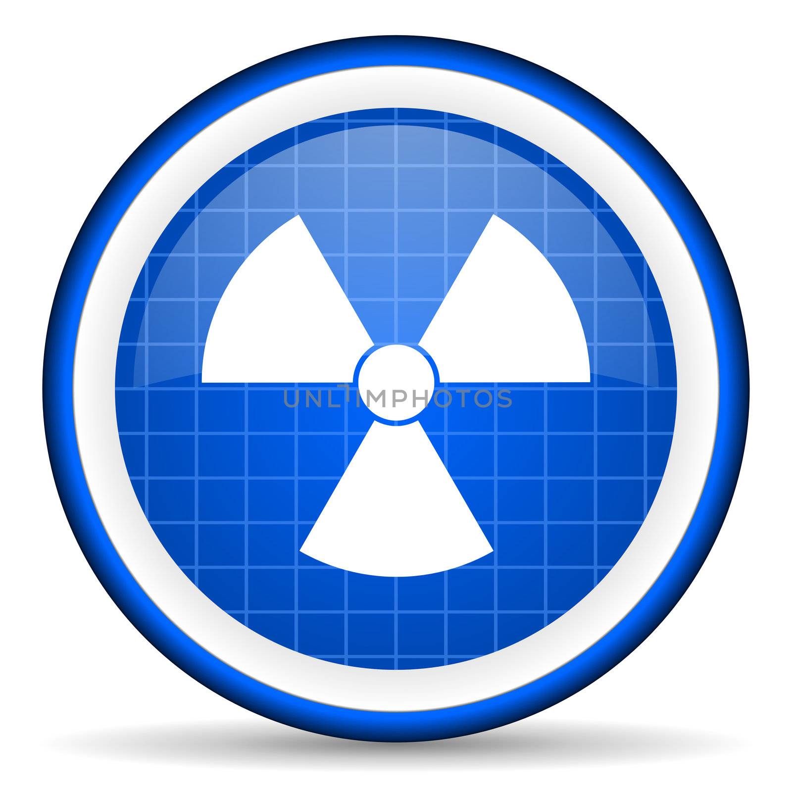 radiation blue glossy icon on white background