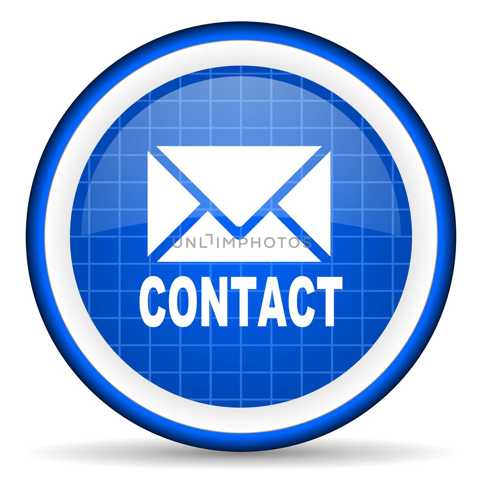 contact blue glossy icon on white background