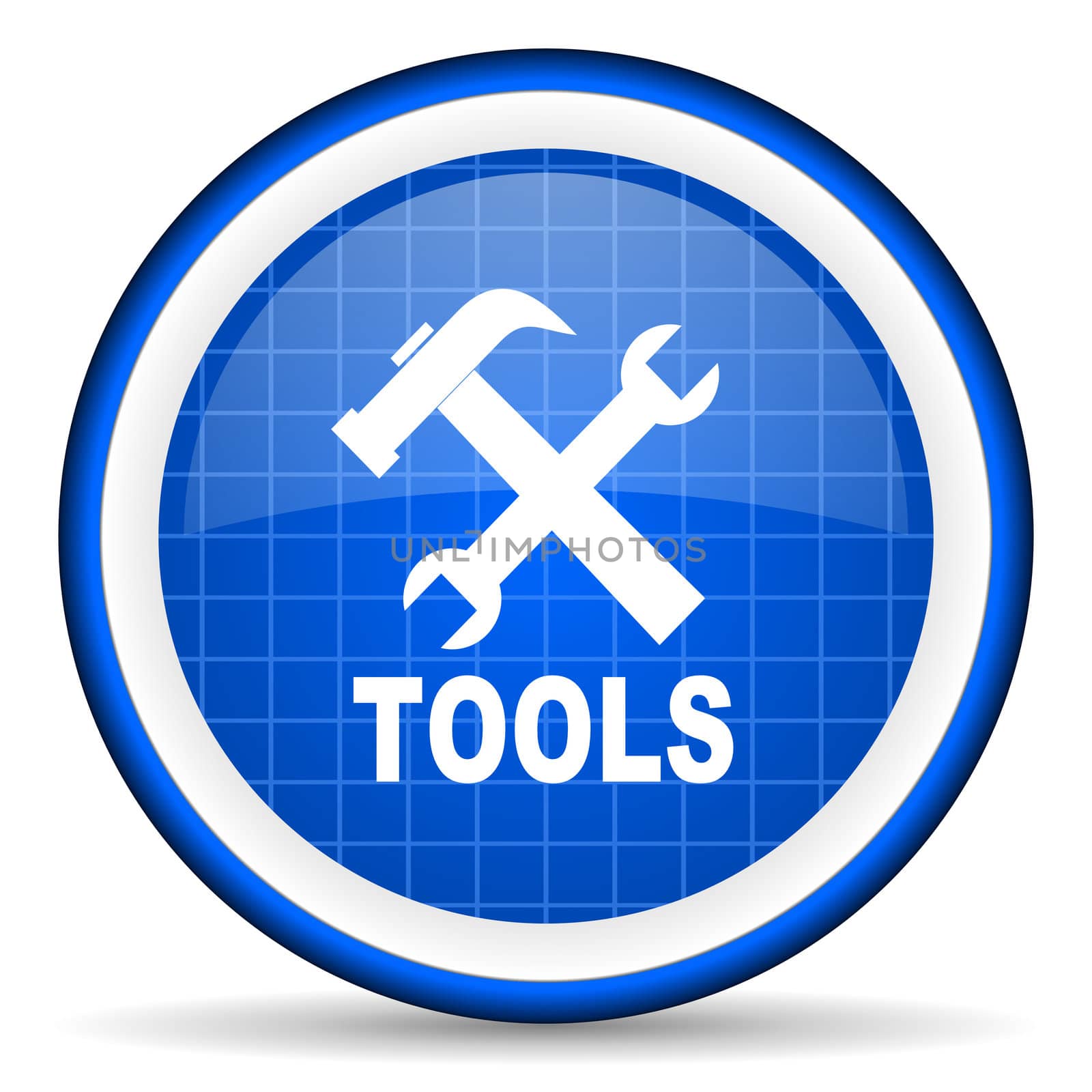 tools blue glossy icon on white background
