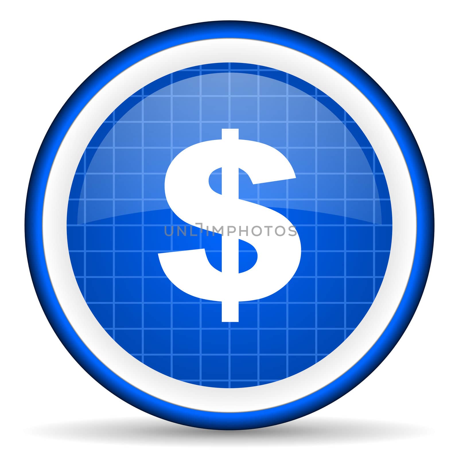 us dollar blue glossy icon on white background