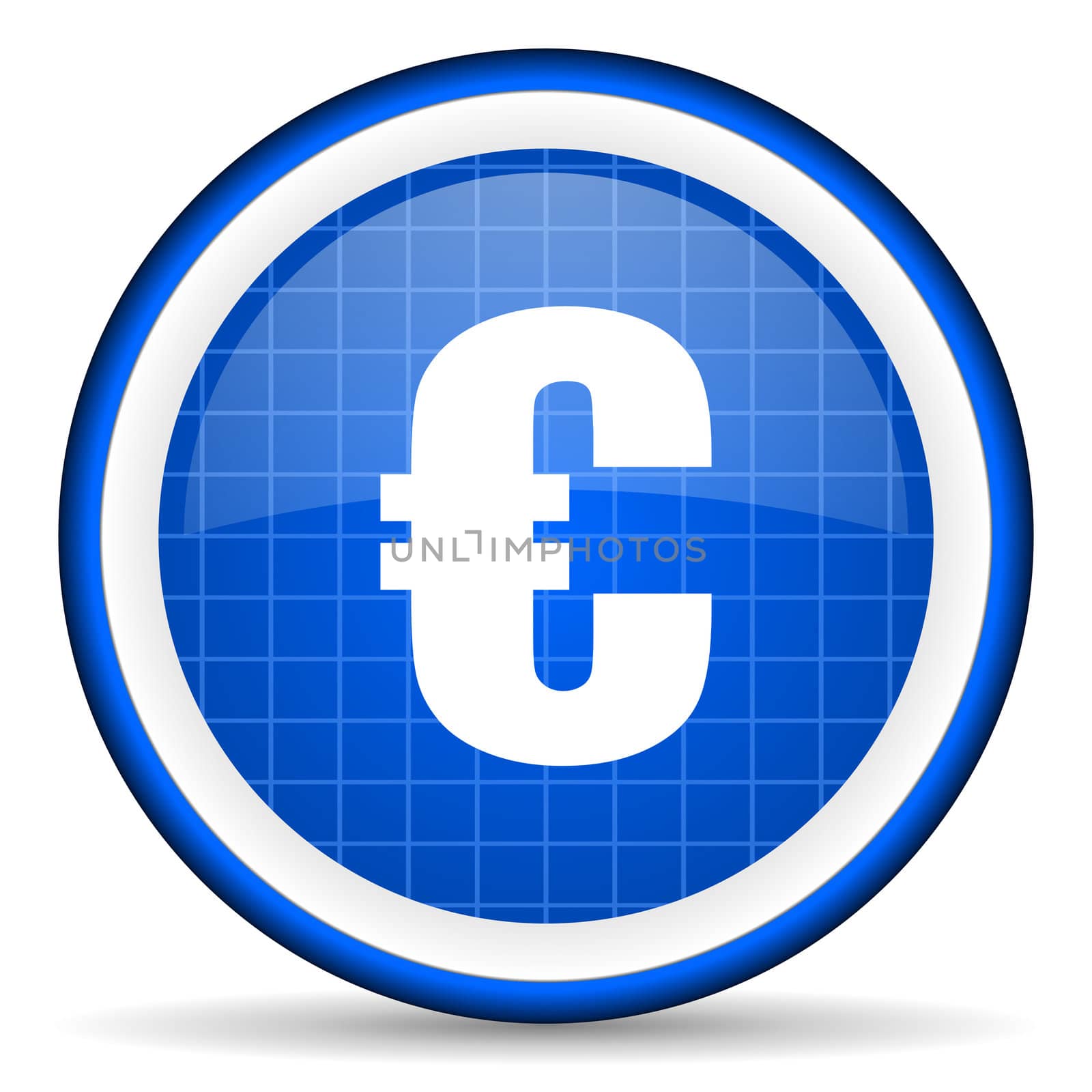 euro blue glossy icon on white background