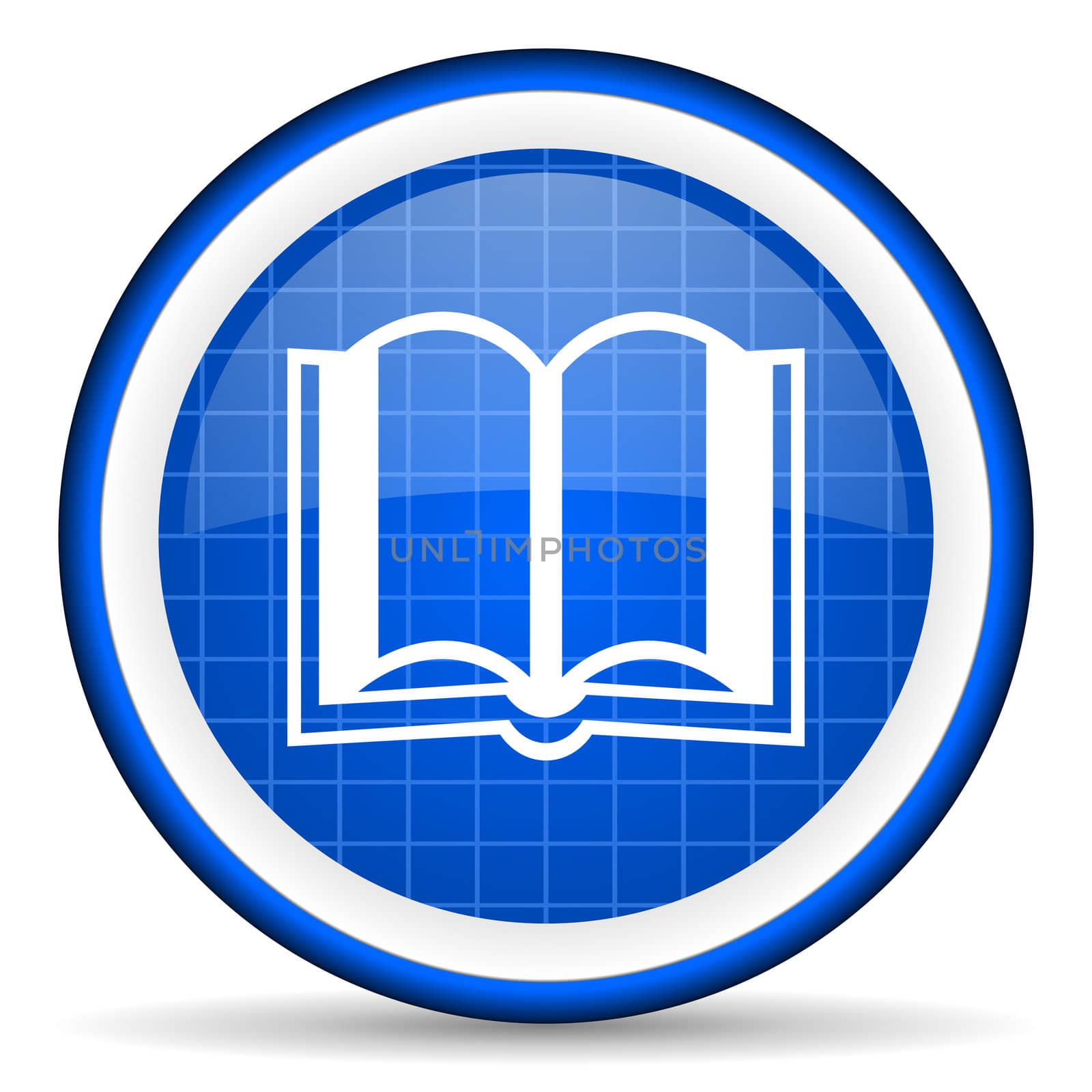 book blue glossy icon on white background