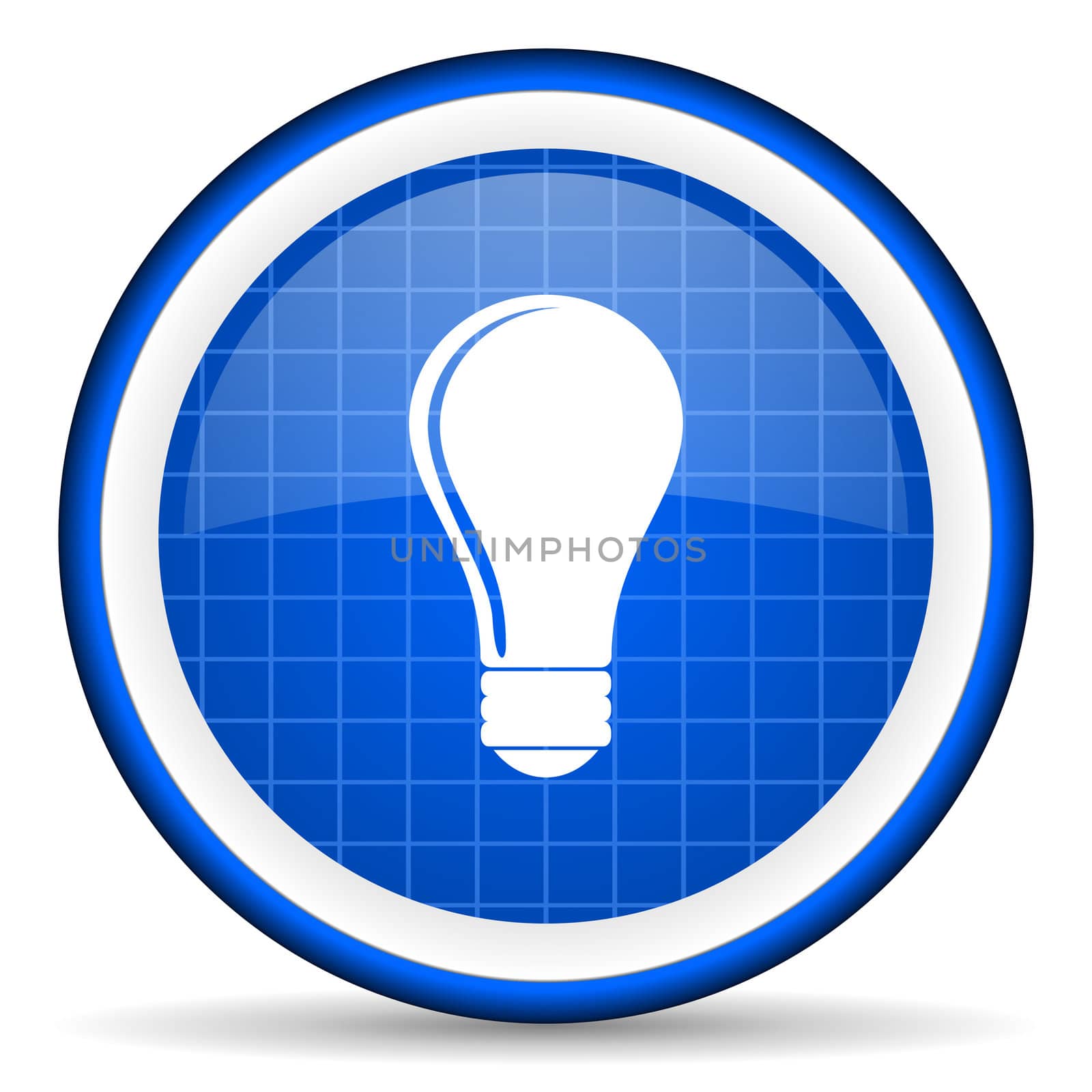 light bulb blue glossy icon on white background