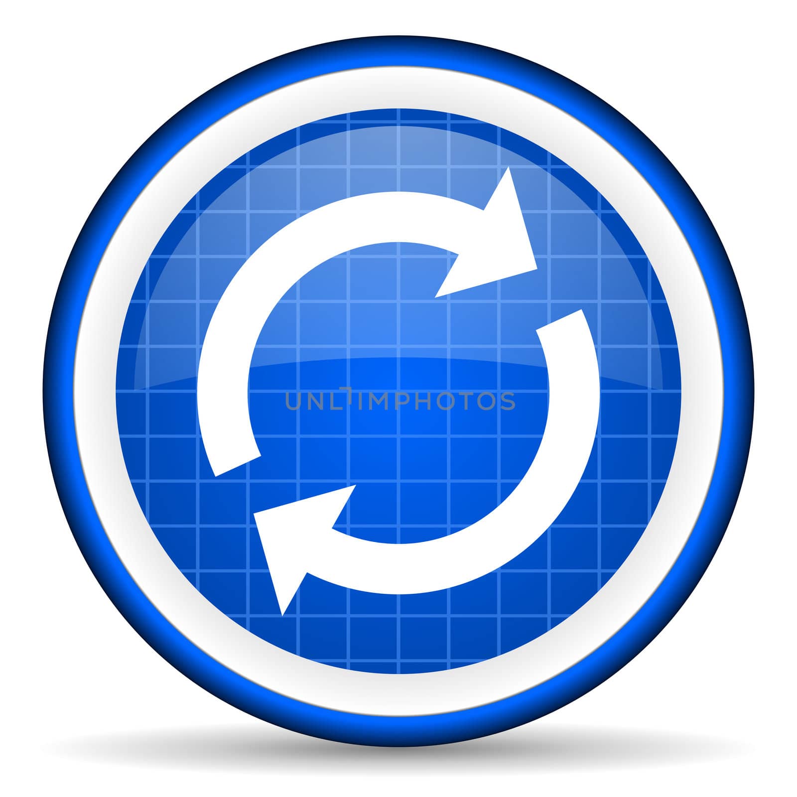 reload blue glossy icon on white background