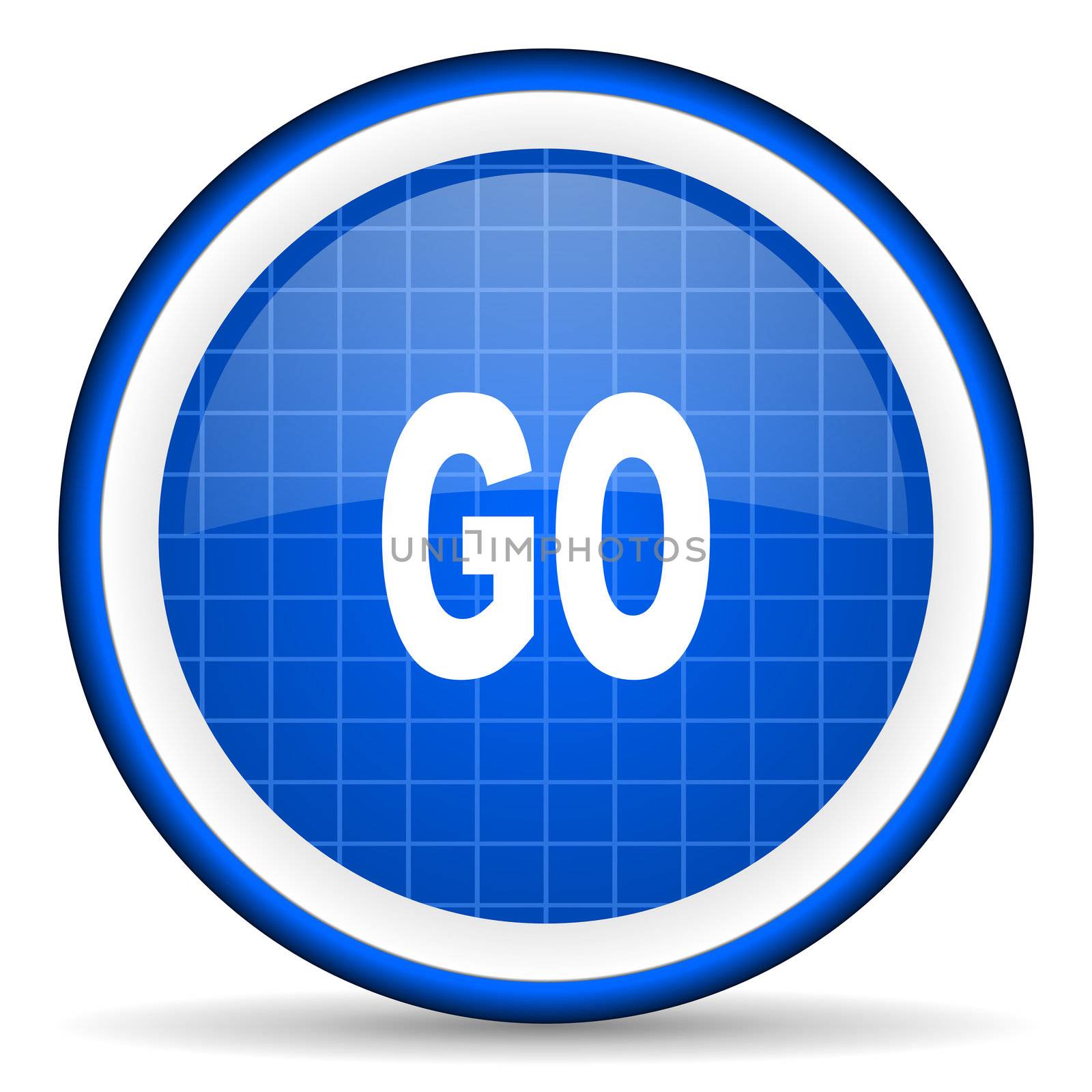 go blue glossy icon on white background