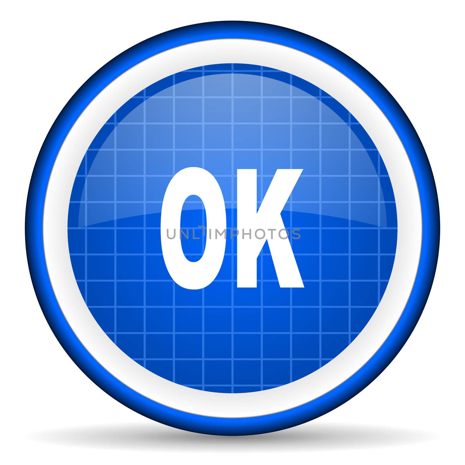 ok blue glossy icon on white background