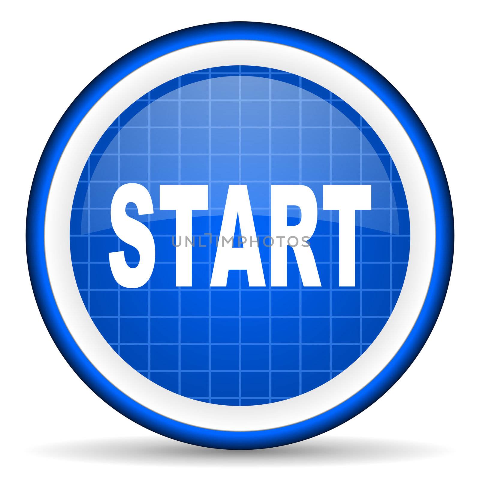 start blue glossy icon on white background