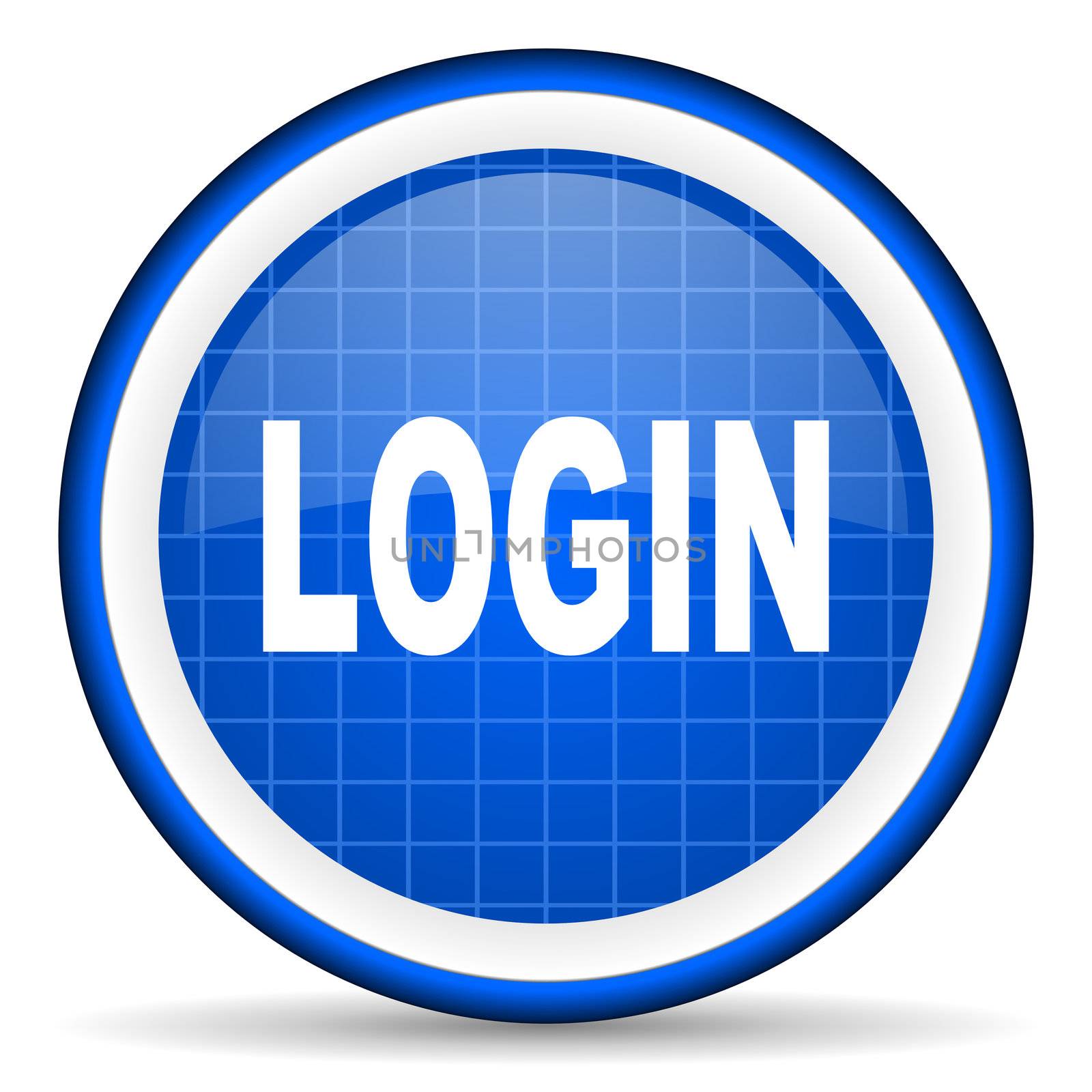 login blue glossy icon on white background