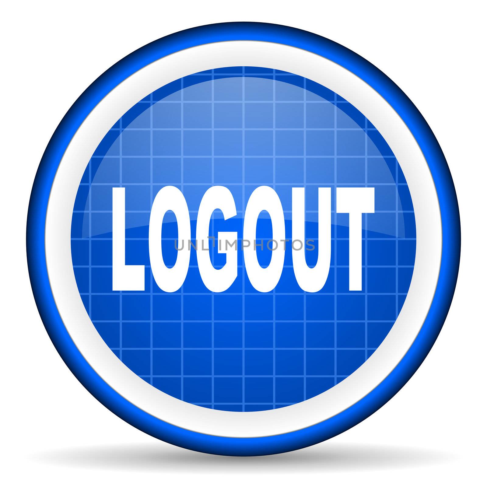 logout blue glossy icon on white background
