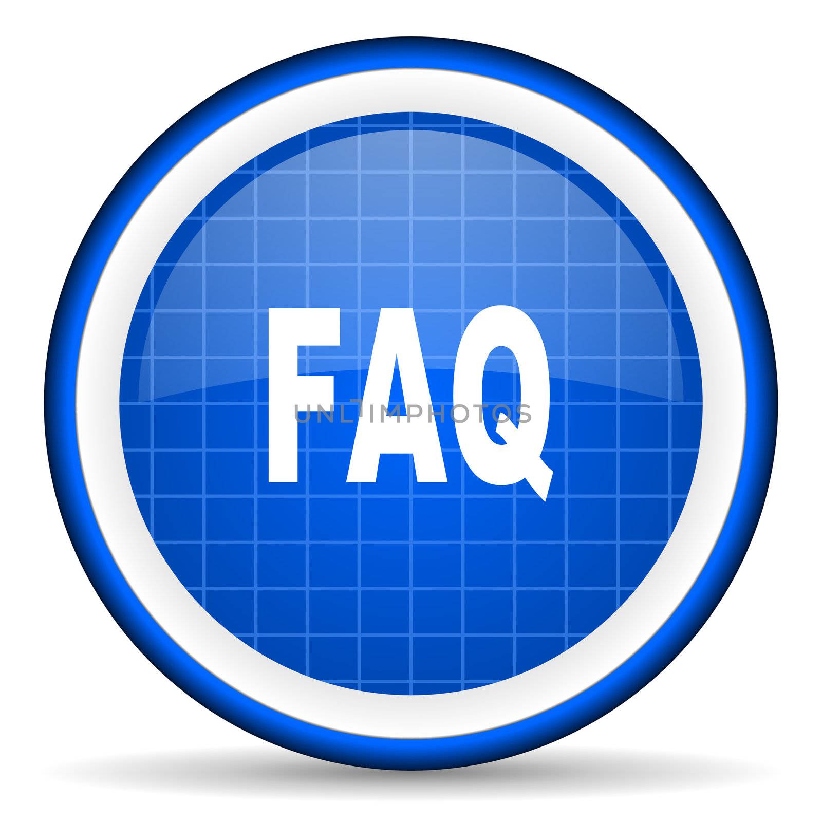 faq blue glossy icon on white background