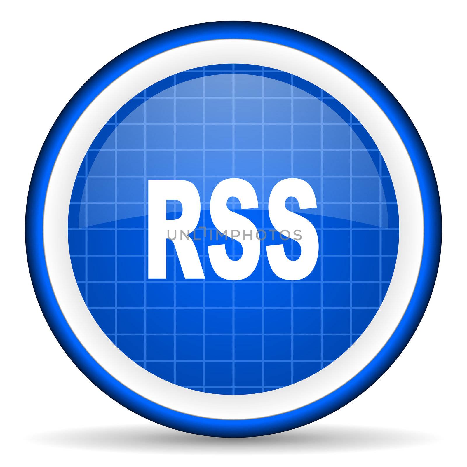 rss blue glossy icon on white background