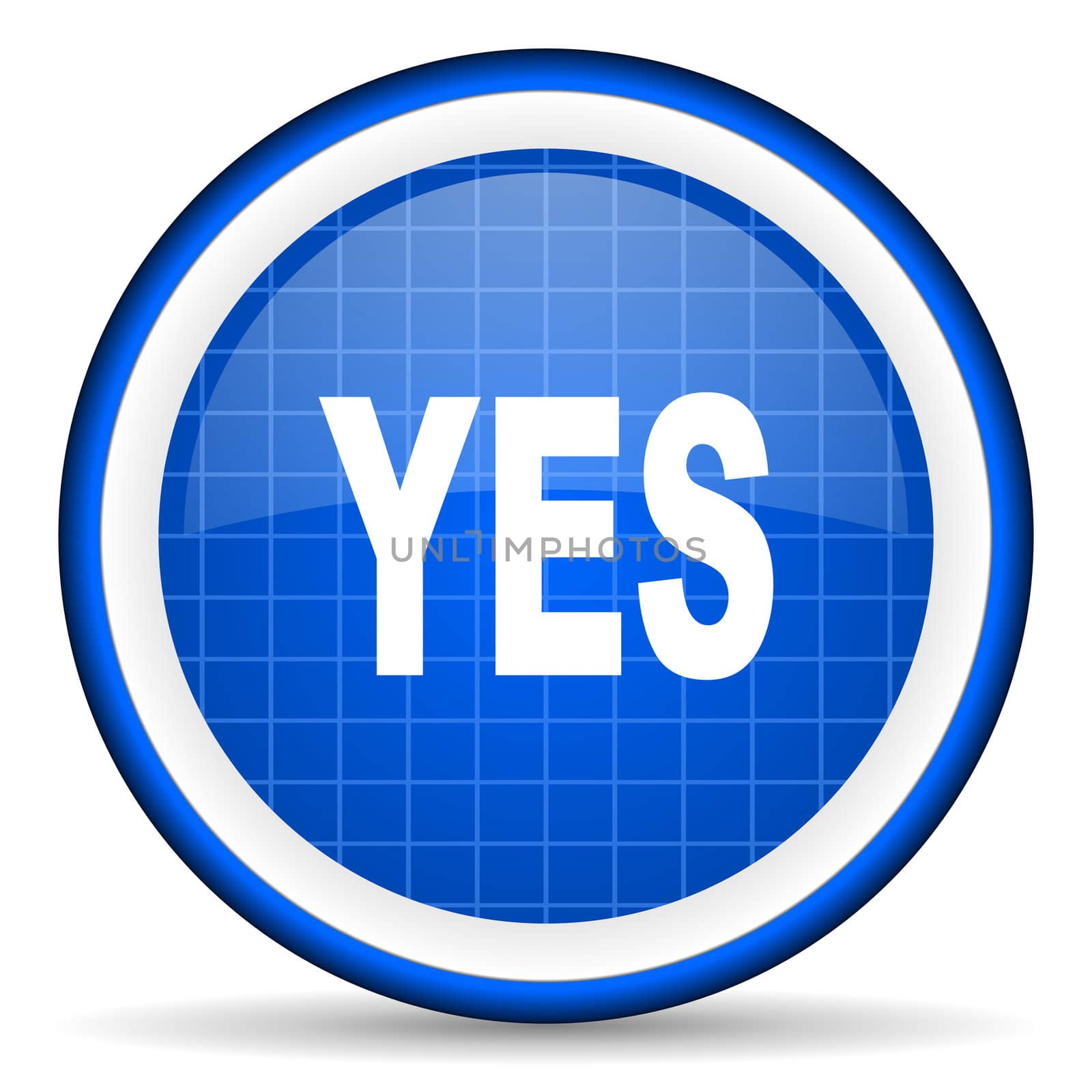 yes blue glossy icon on white background