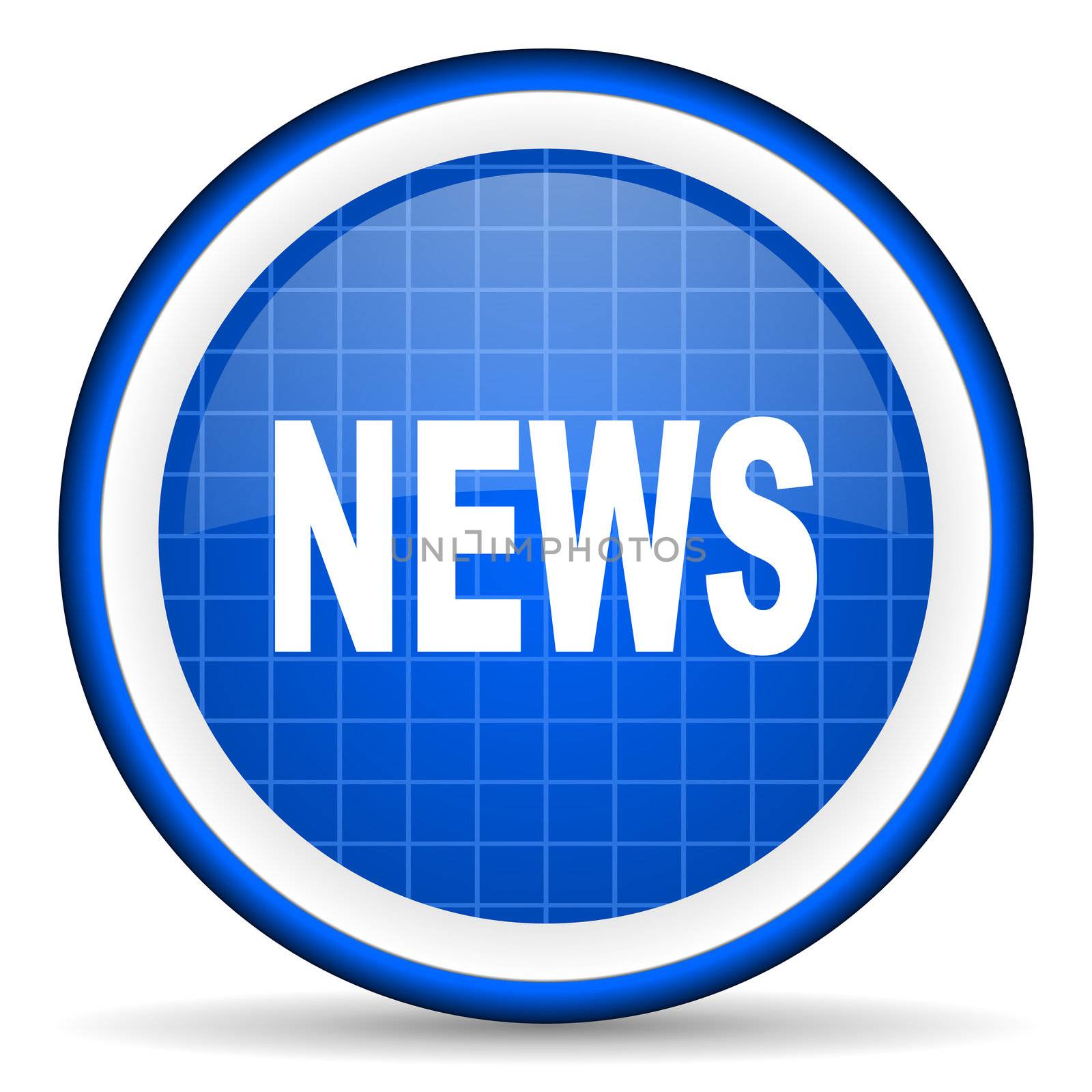news blue glossy icon on white background