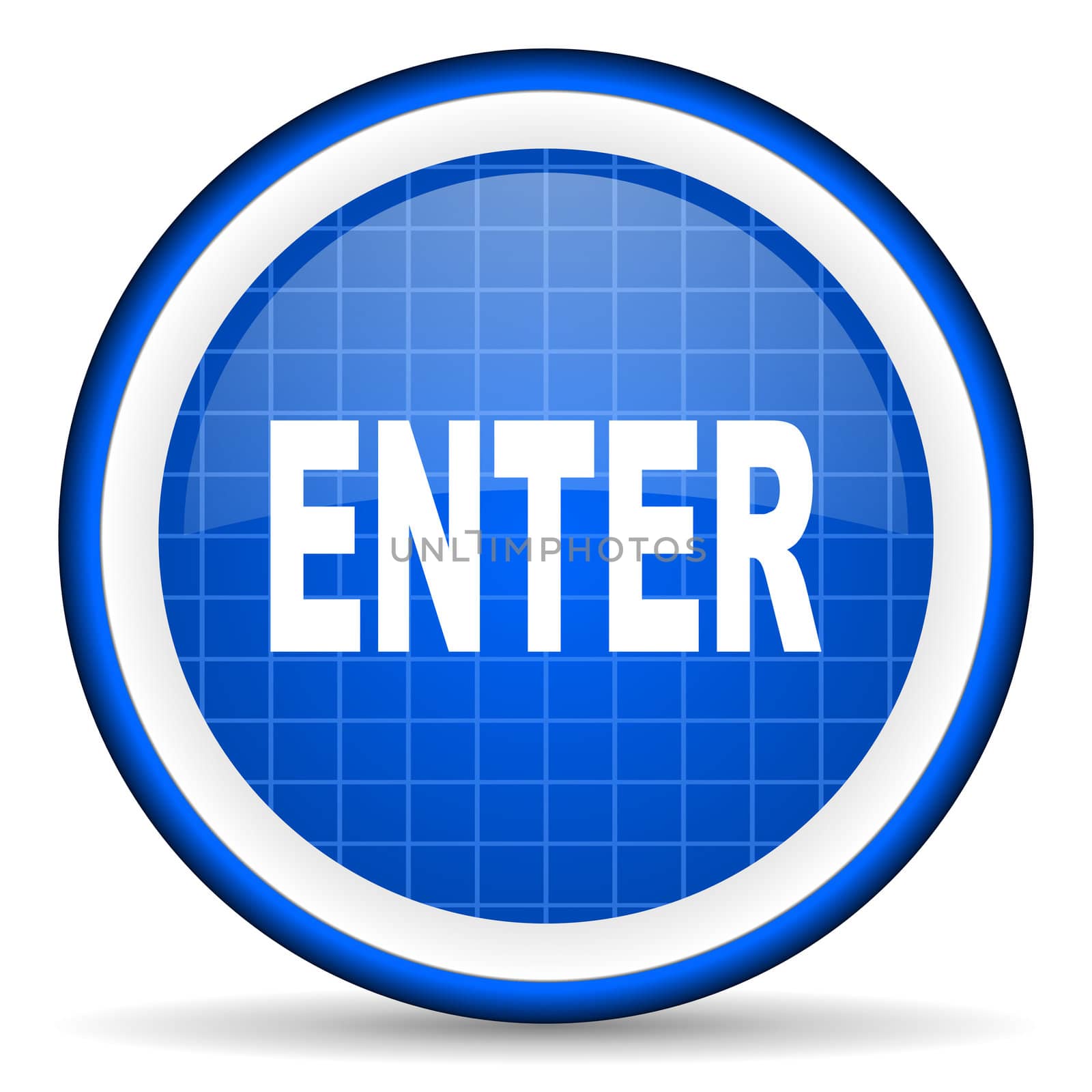 enter blue glossy icon on white background
