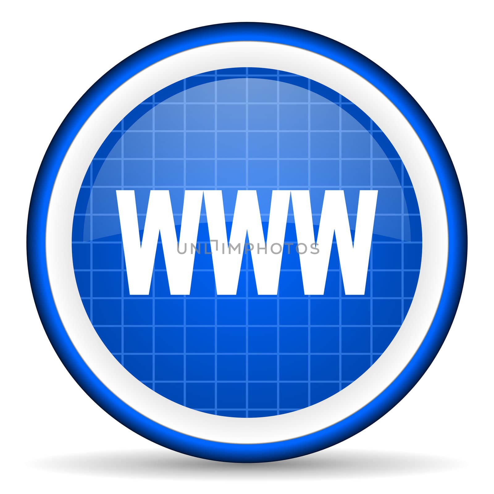 www blue glossy icon on white background