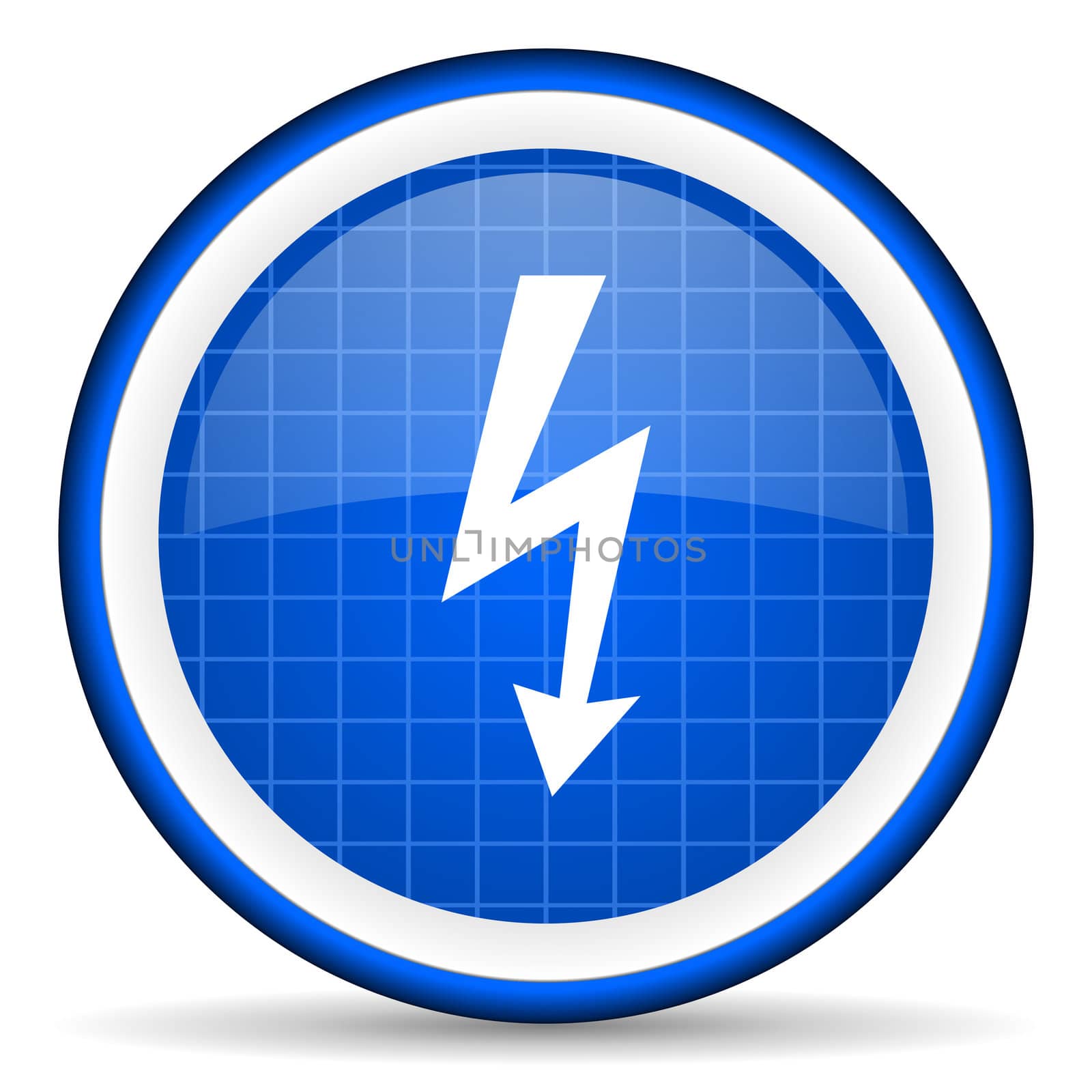 lightning blue glossy icon on white background