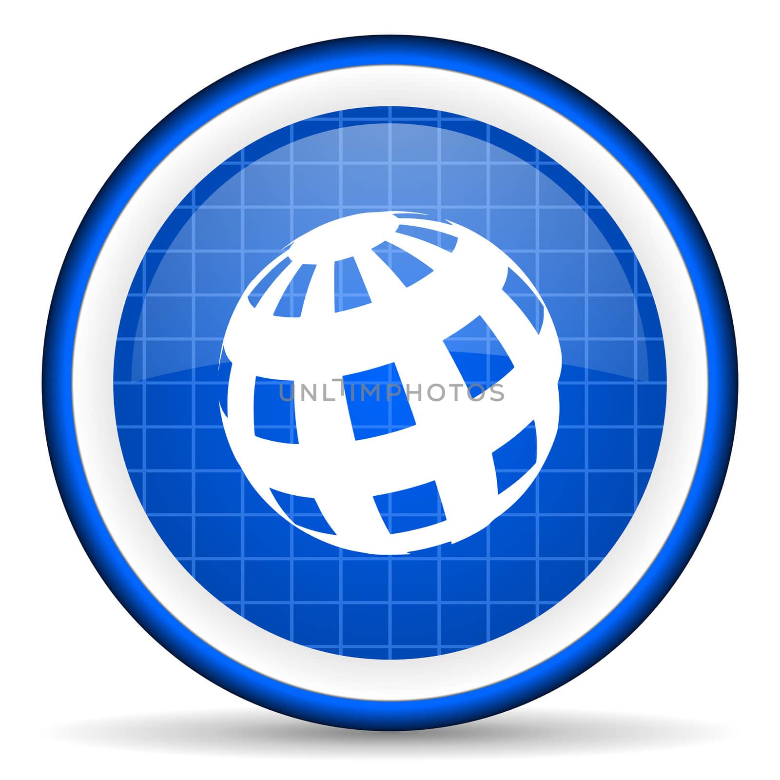 earth blue glossy icon on white background