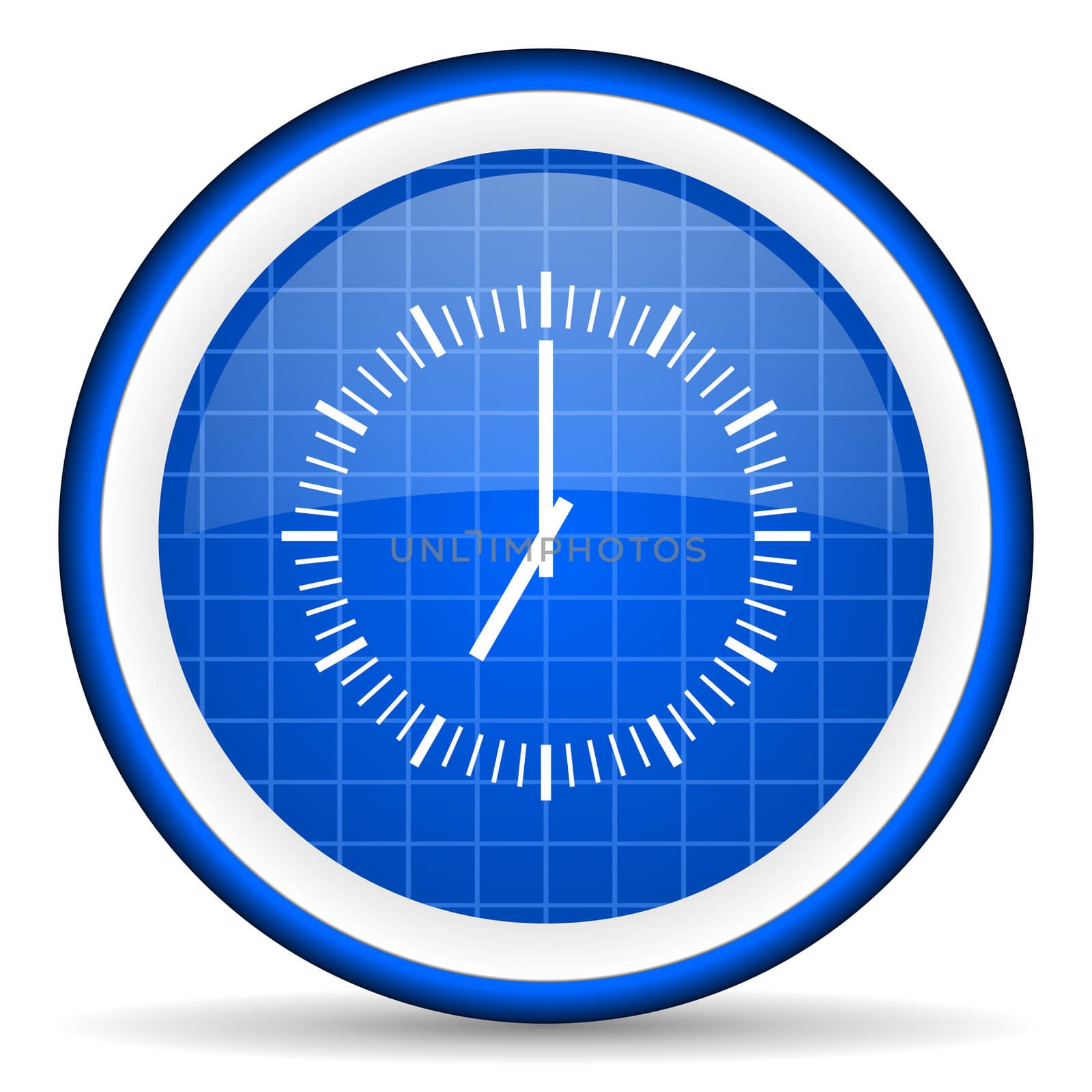 clock blue glossy icon on white background