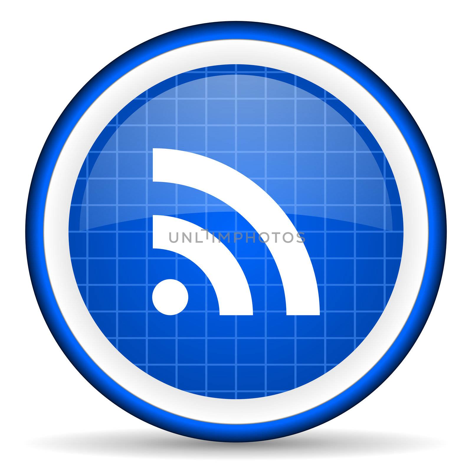 rss blue glossy icon on white background