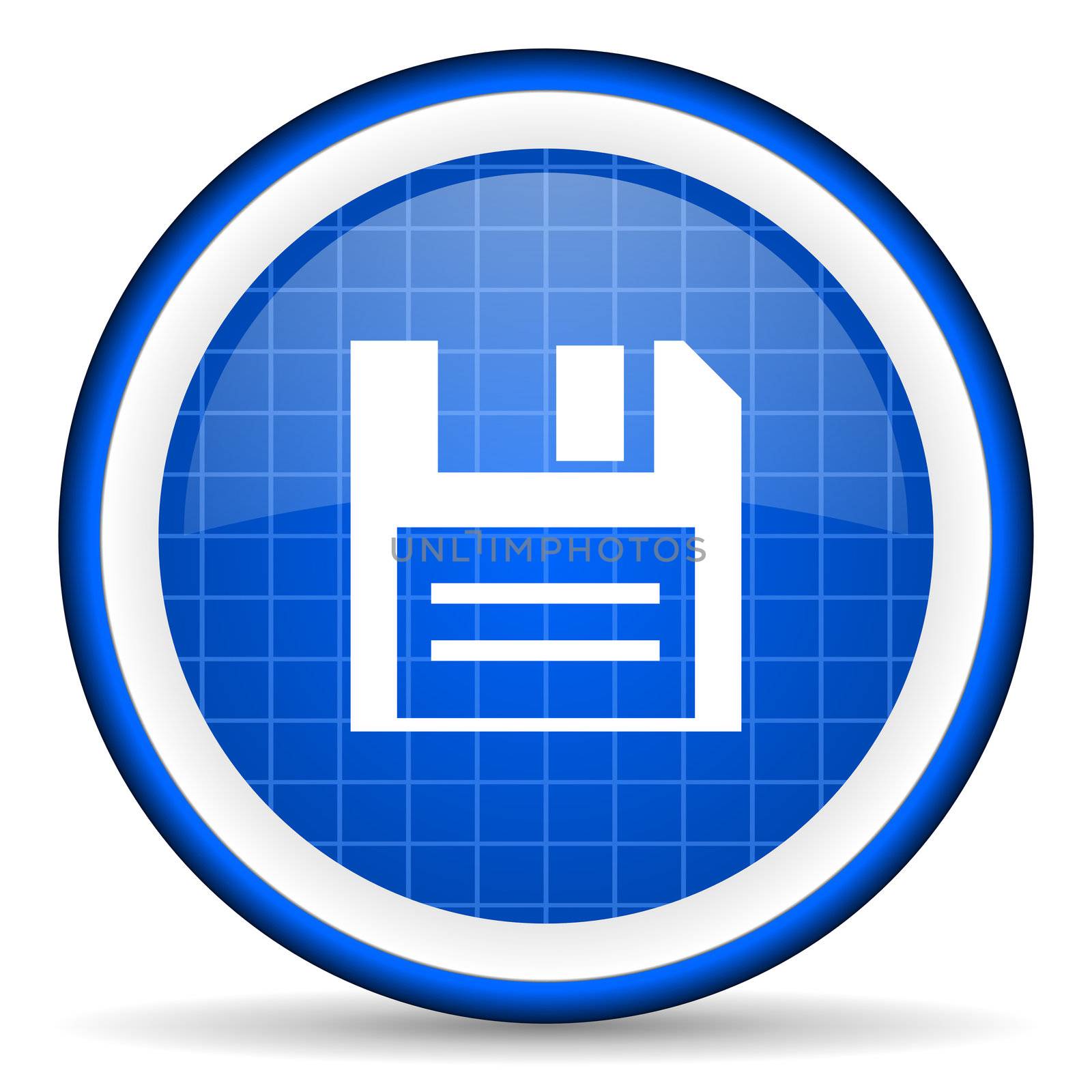 disk blue glossy icon on white background