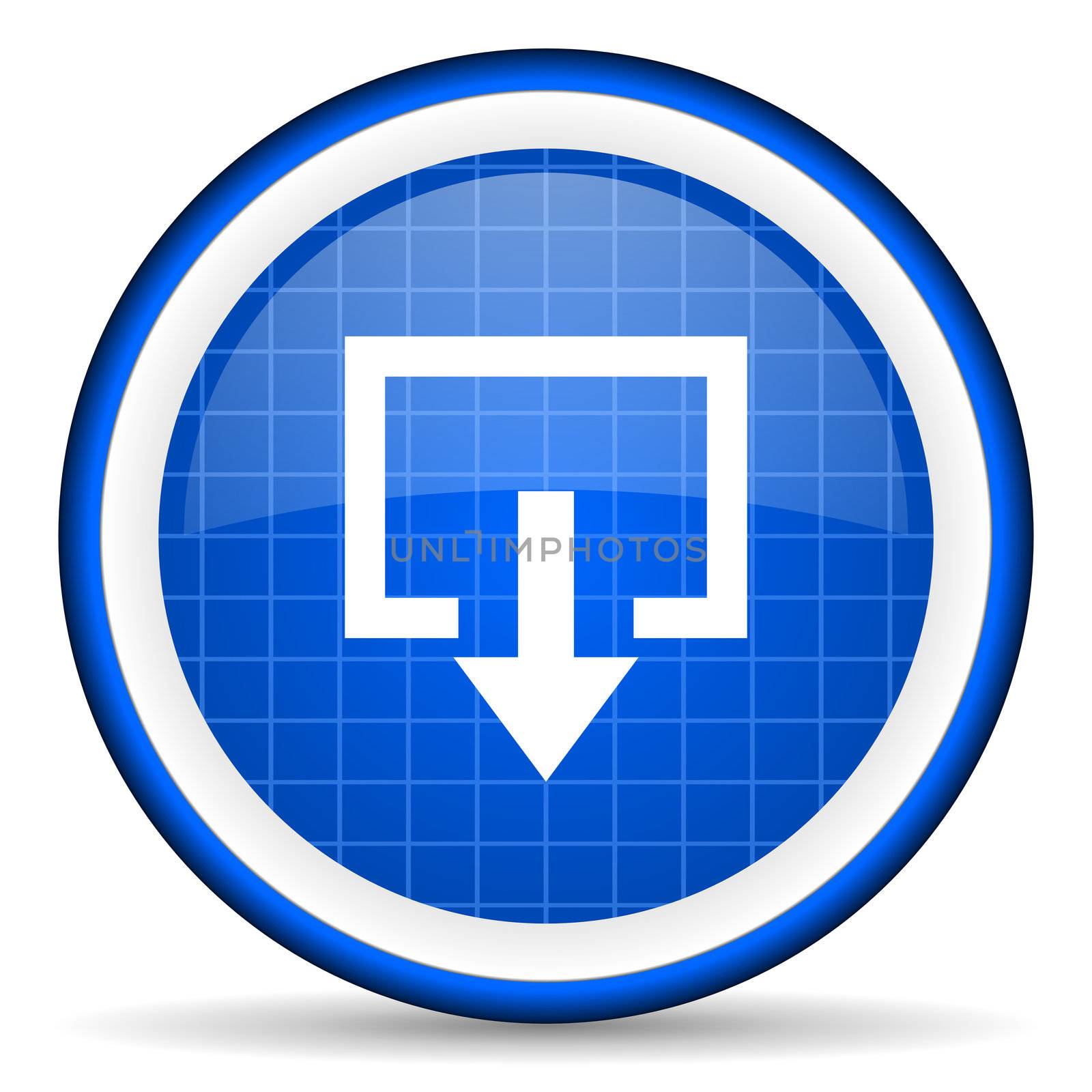 exit blue glossy icon on white background