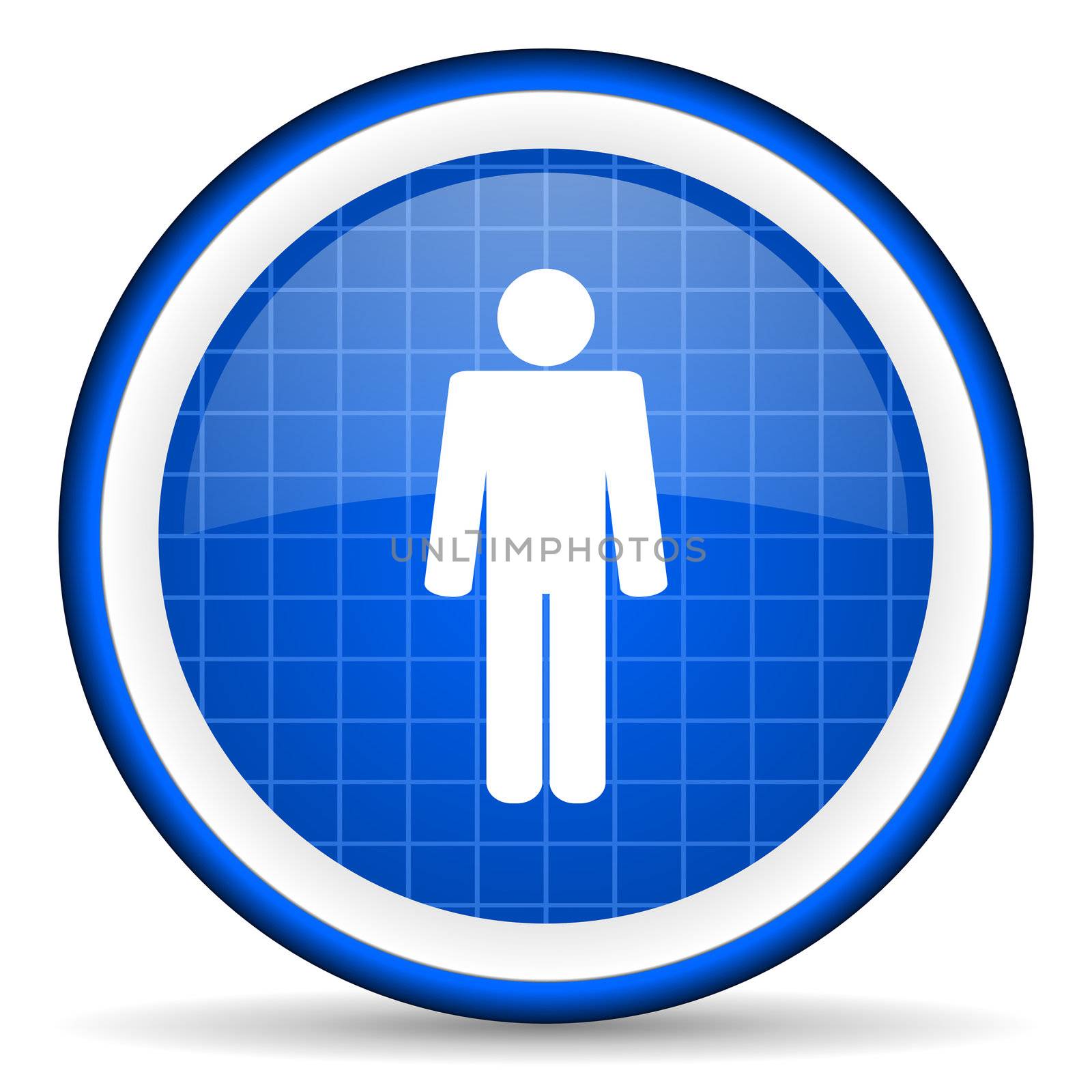man blue glossy icon on white background