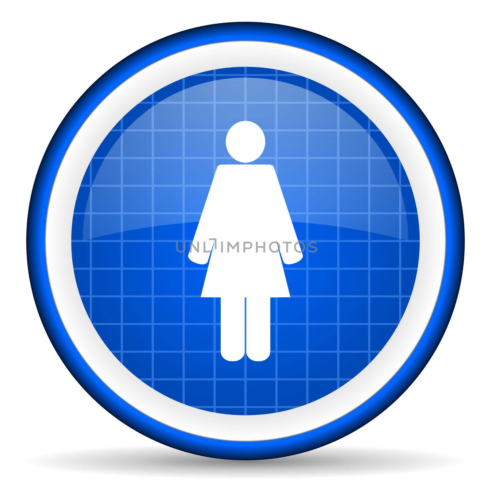 woman blue glossy icon on white background