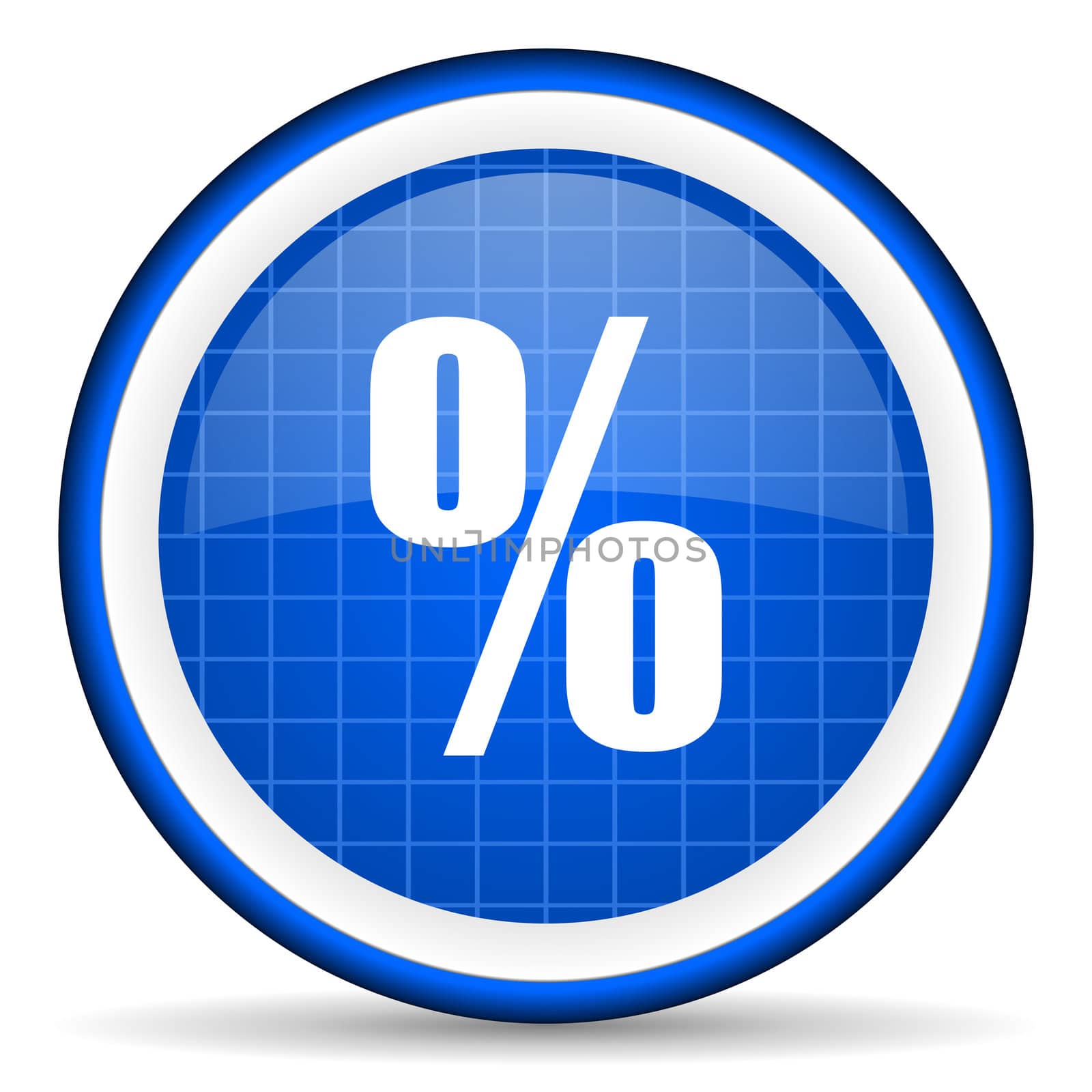 percent blue glossy icon on white background