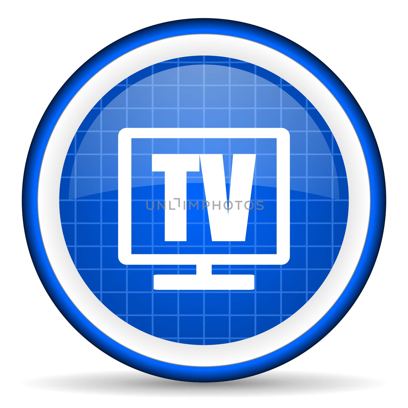 tv blue glossy icon on white background