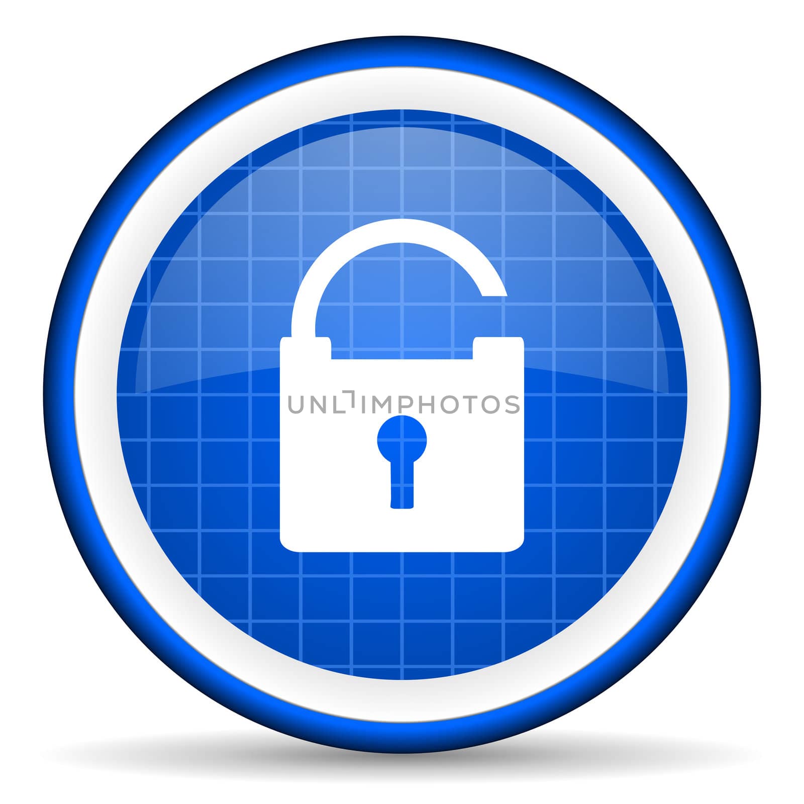 padlock blue glossy icon on white background
