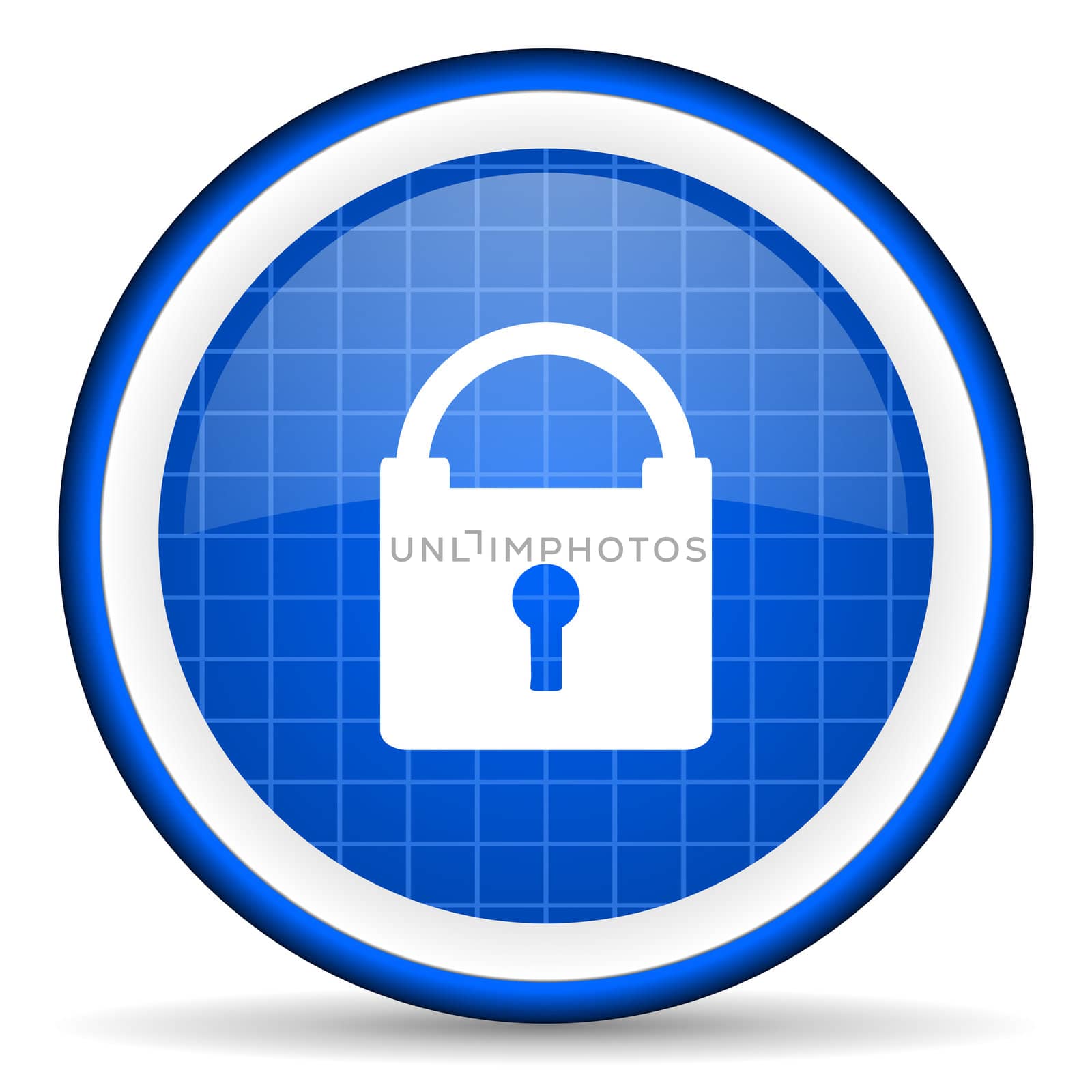 protect blue glossy icon on white background