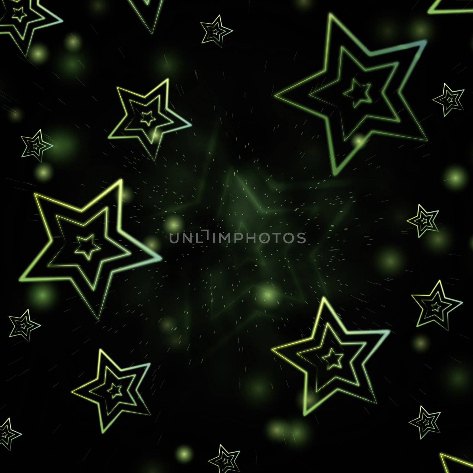 abstract green background with illustrated white stars, christmas card