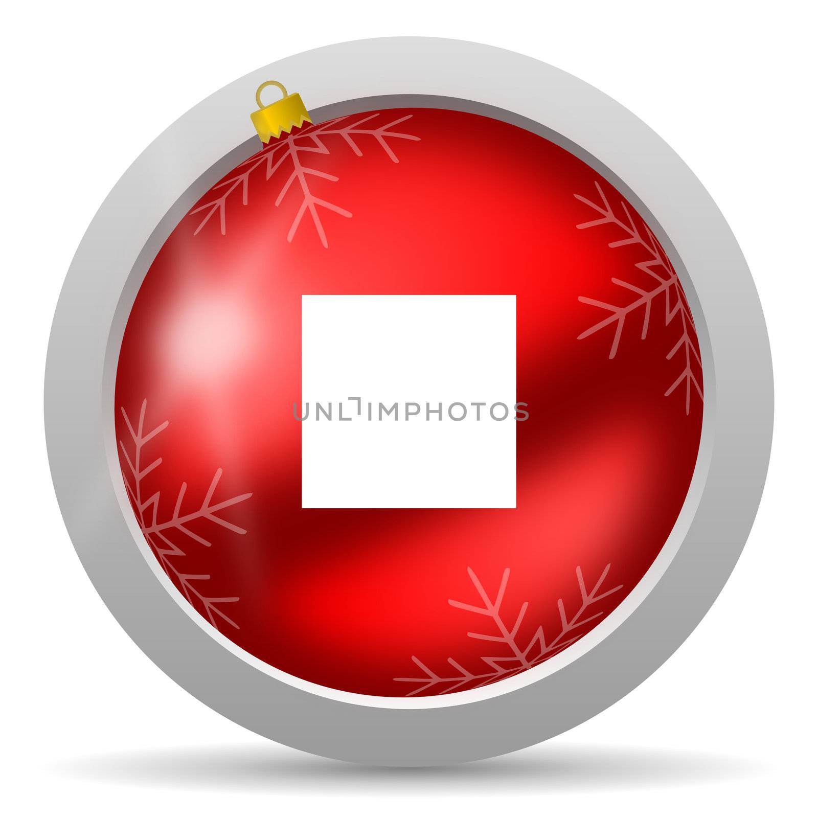 stop red glossy christmas icon on white background