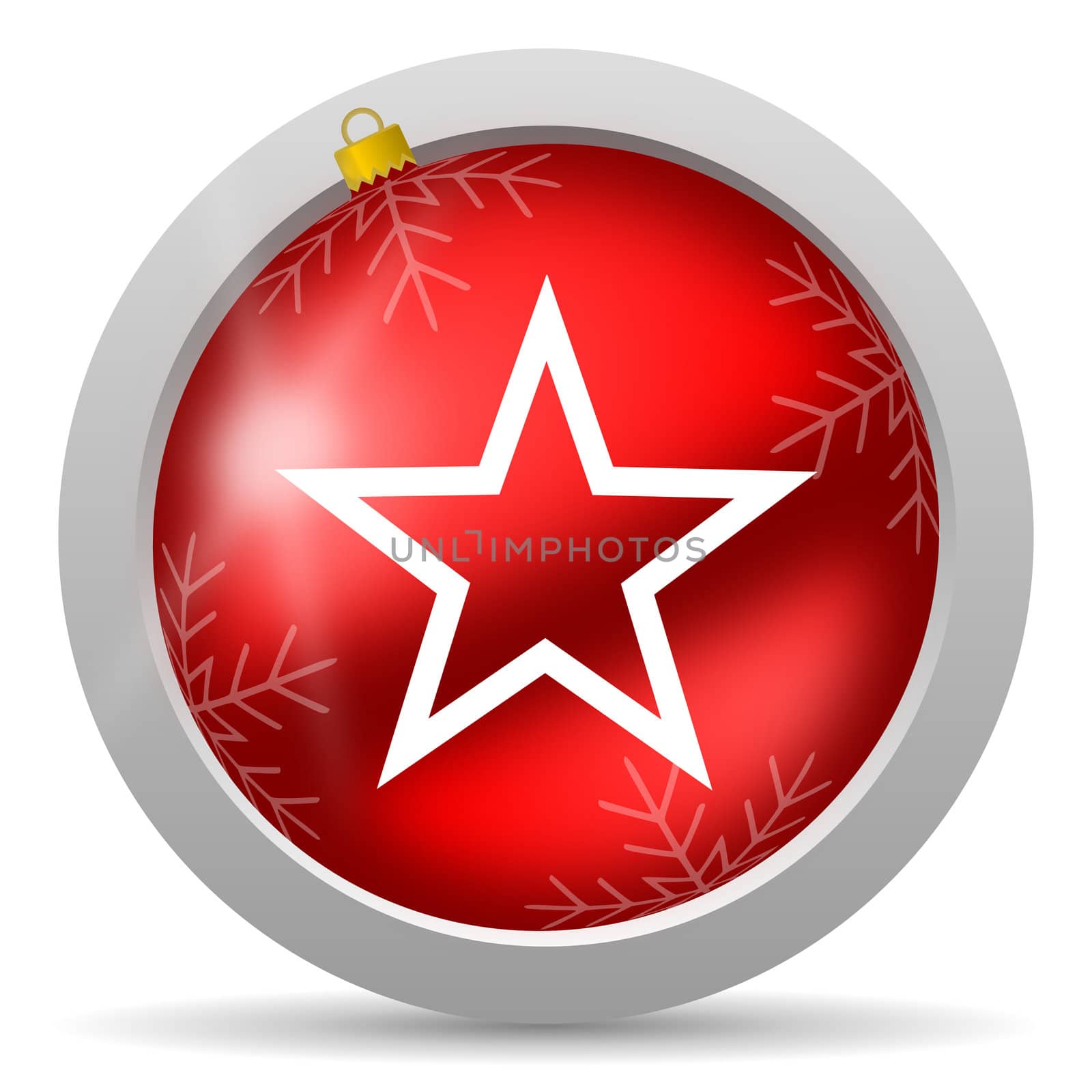 star red glossy christmas icon on white background