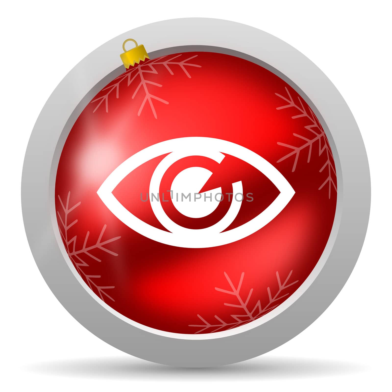 eye red glossy christmas icon on white background